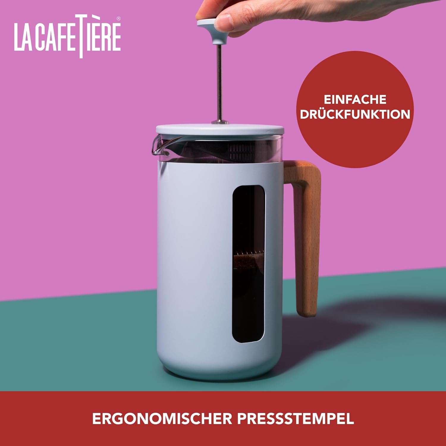 Thumbnail 3 de La Cafetière Pisa Kaffeebereiter für 8 Tassen – stilvolle French Press aus Edelstahl mit Holzgriff, 1 L