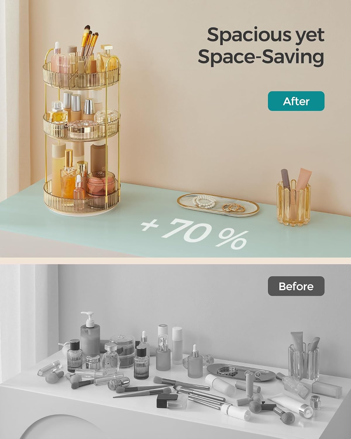Detalle de SONGMICS Rotating Makeup Organiser 3-Tier