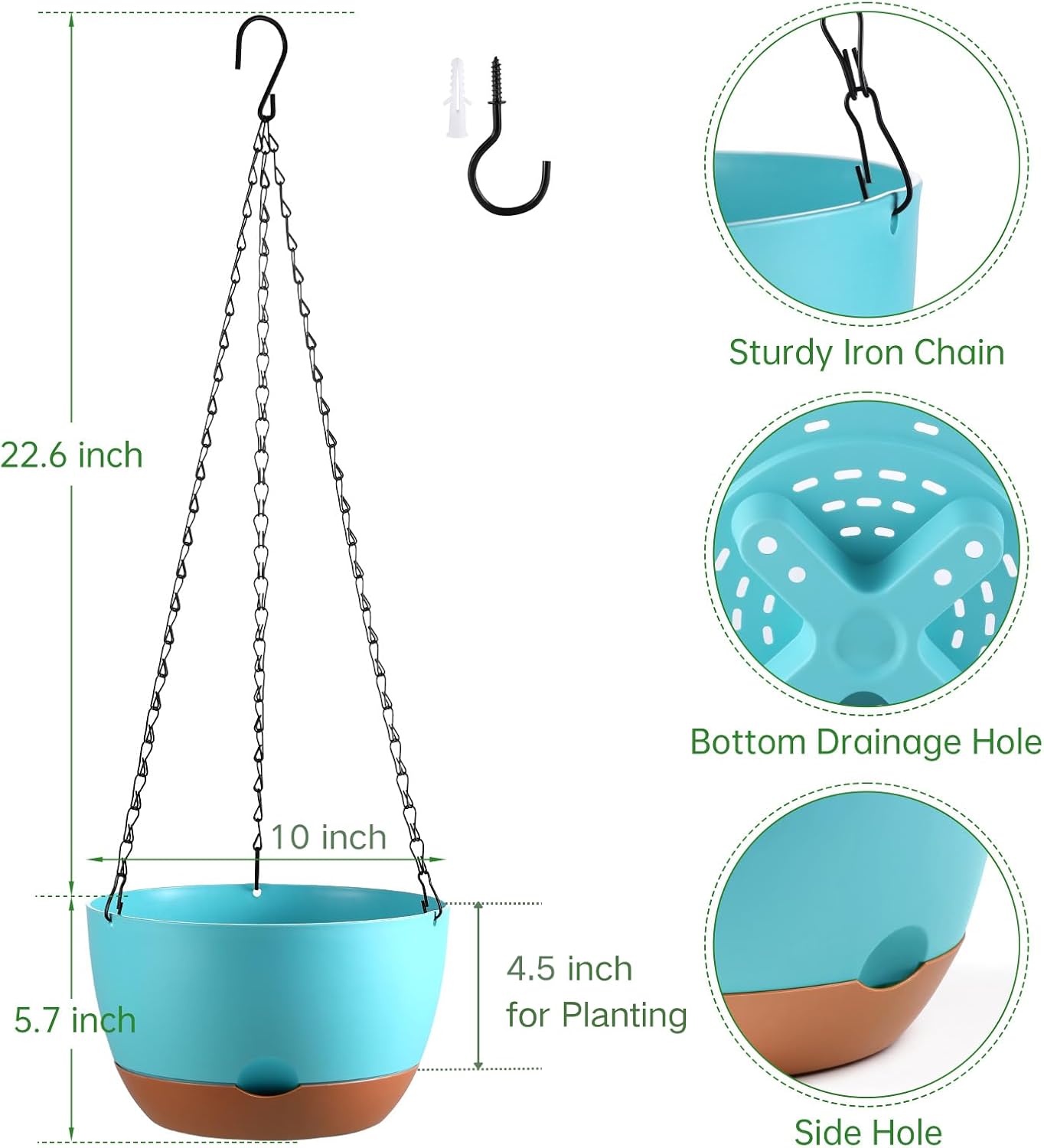 Detalle de Kvetto Hanging Planters, 10-Inch