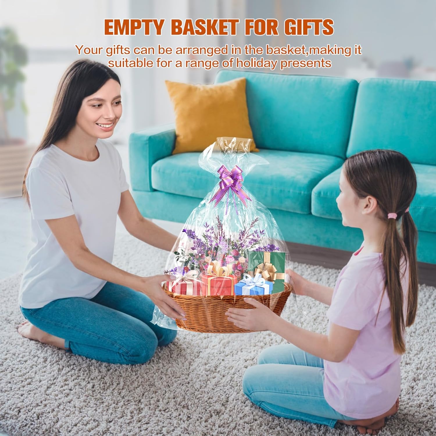 Thumbnail 3 de Boensi Gift Baskets Empty 38x28x12cm – Versatile Gift Wicker Basket