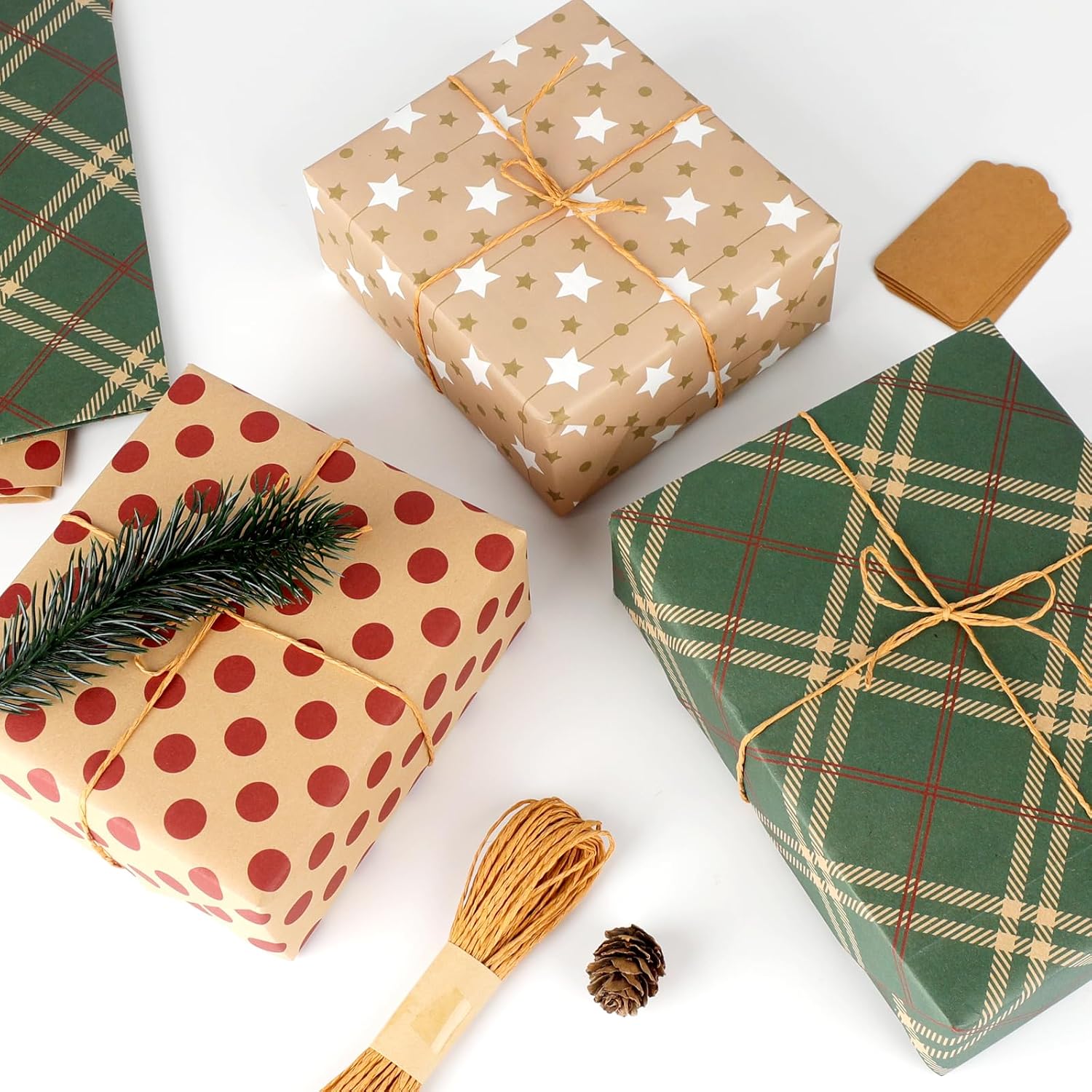 Detalle 1 de ZCOINS vintage kraft cadeaupapier set, 8 vellen van 50 x 70 cm met 8 dessins