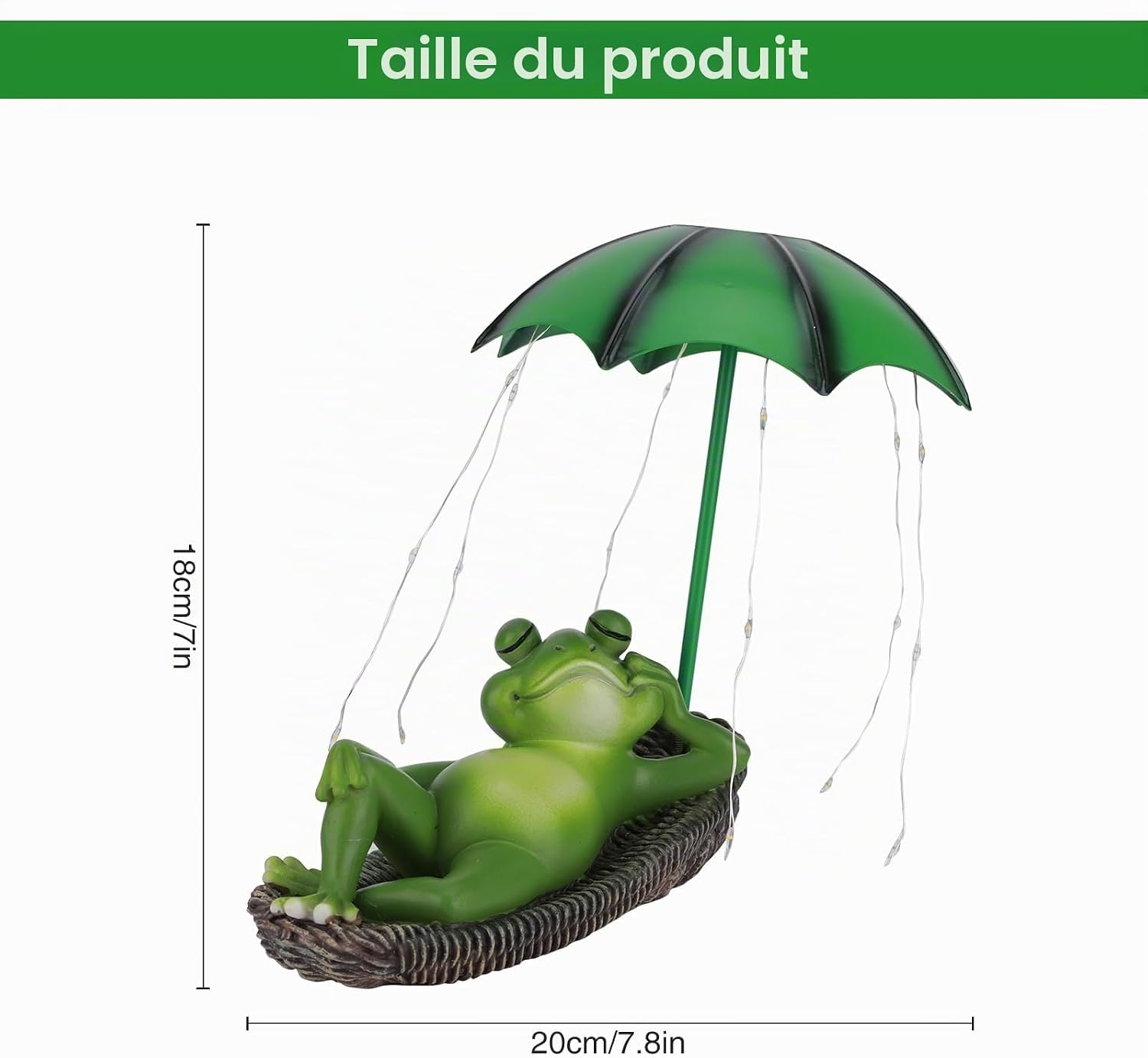 Detalle 1 de Wowlela Solar garden statues, kikkerbeeld op zonne-energie met ledlichtketting