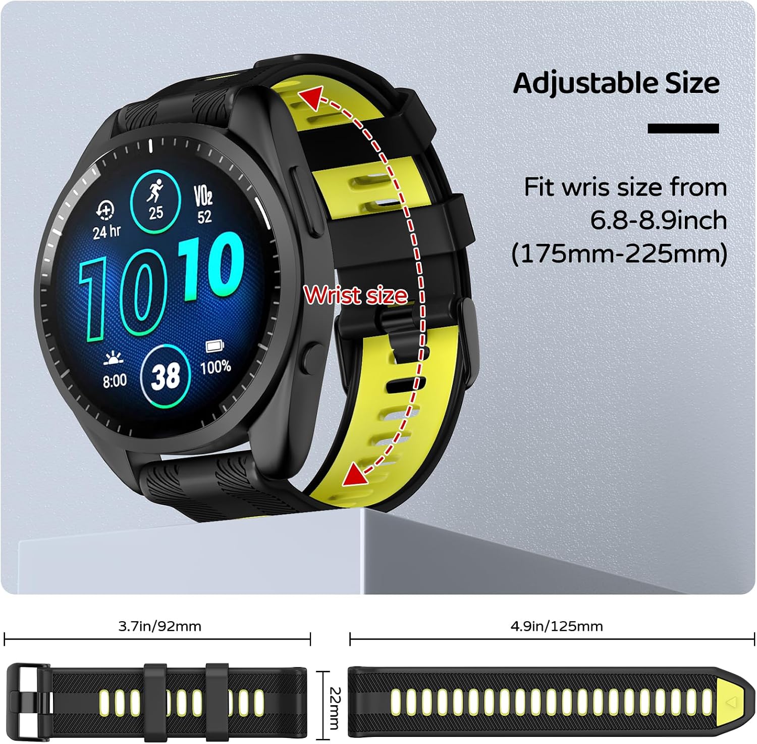 Thumbnail 3 de U-LIMVE 22 mm silikonarmband för Garmin Forerunner 965/955/945/935