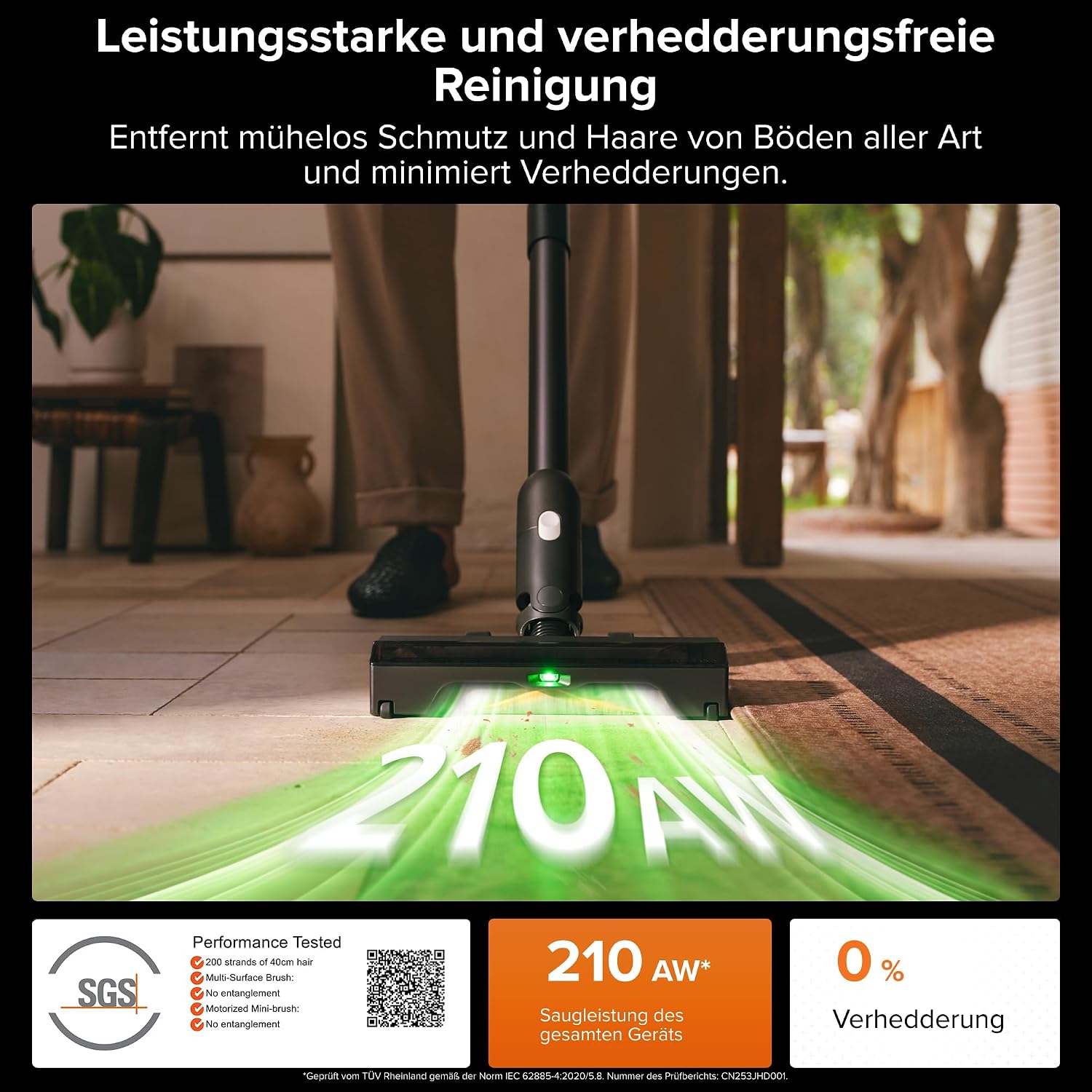 Detalle de roborock H60 Hub Ultra Akku-Staubsauger mit Absaugstation – 210 AW, 90 Minuten Laufzeit