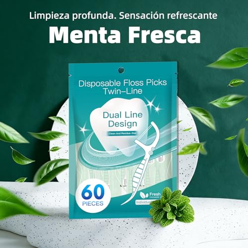 Thumbnail 3 de 60 fils de dentaire menthe deux fils pour nettoyage