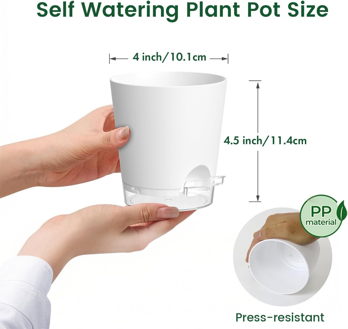 Detalle de WSMKSZ 10.2 cm Self Watering Plant Pots Indoor – 5 Pack
