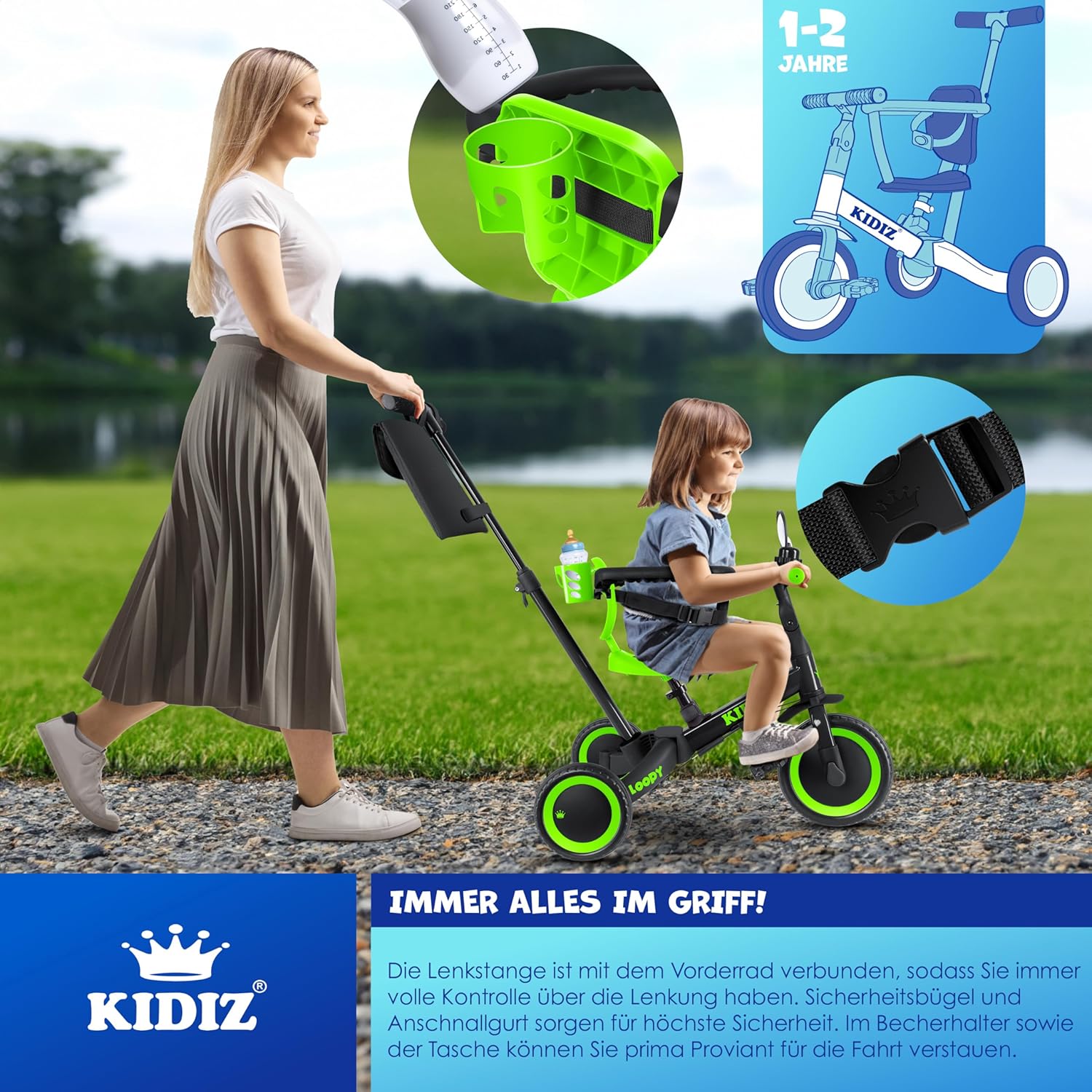 Thumbnail 2 de KIDIZ 6in1 Laufrad Dreirad LOOPY – Begleiter für 1–5 Jahre mit Verstellbarer Stütze