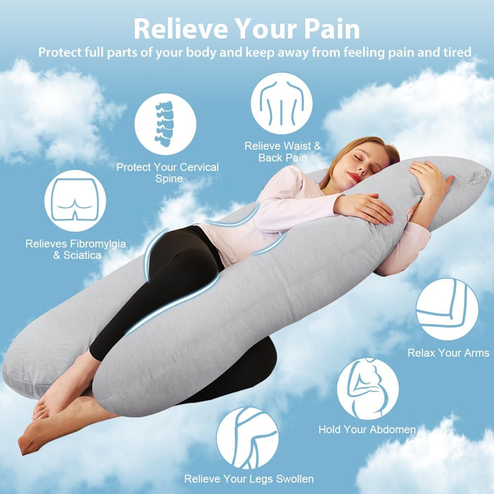 Thumbnail 1 de Chilling Home Pregnancy Pillow Cooling U-Shaped 55 inch (140 x 70 cm) with Washable Jersey Cover