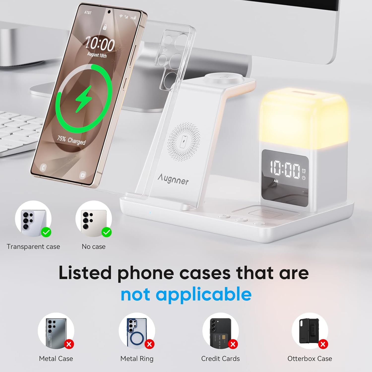 Thumbnail 5 de Stazione di Ricarica Induttiva 6 in 1 per Samsung con sveglia e luce a 3 colori, 15W wireless