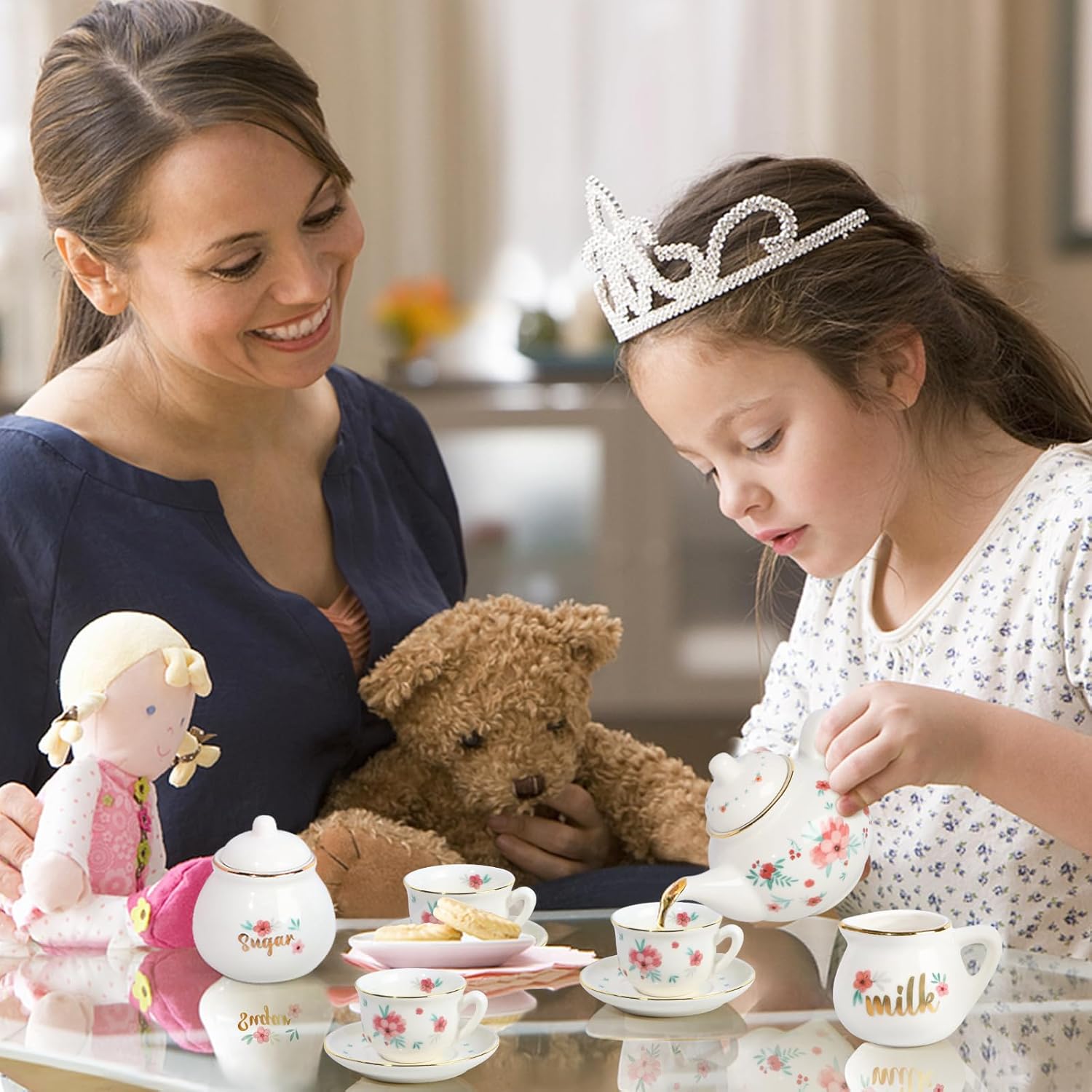 Detalle de Porcelain Tea Set for Girls: Princess Tea Time Playset