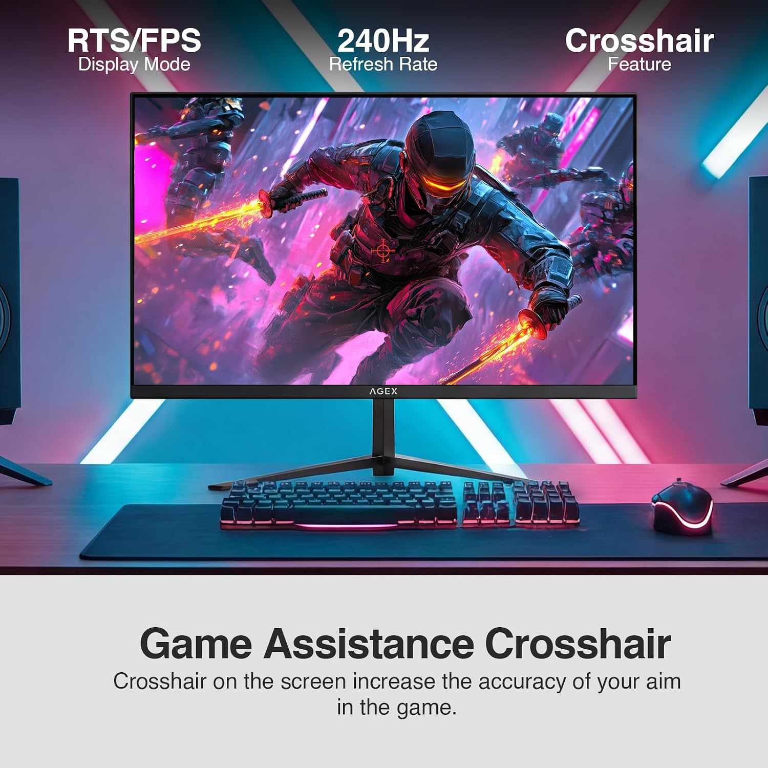 Detalle de X AGEX 24 Inch 240Hz Gaming Monitor – IPS, 1ms MPRT, Full HD