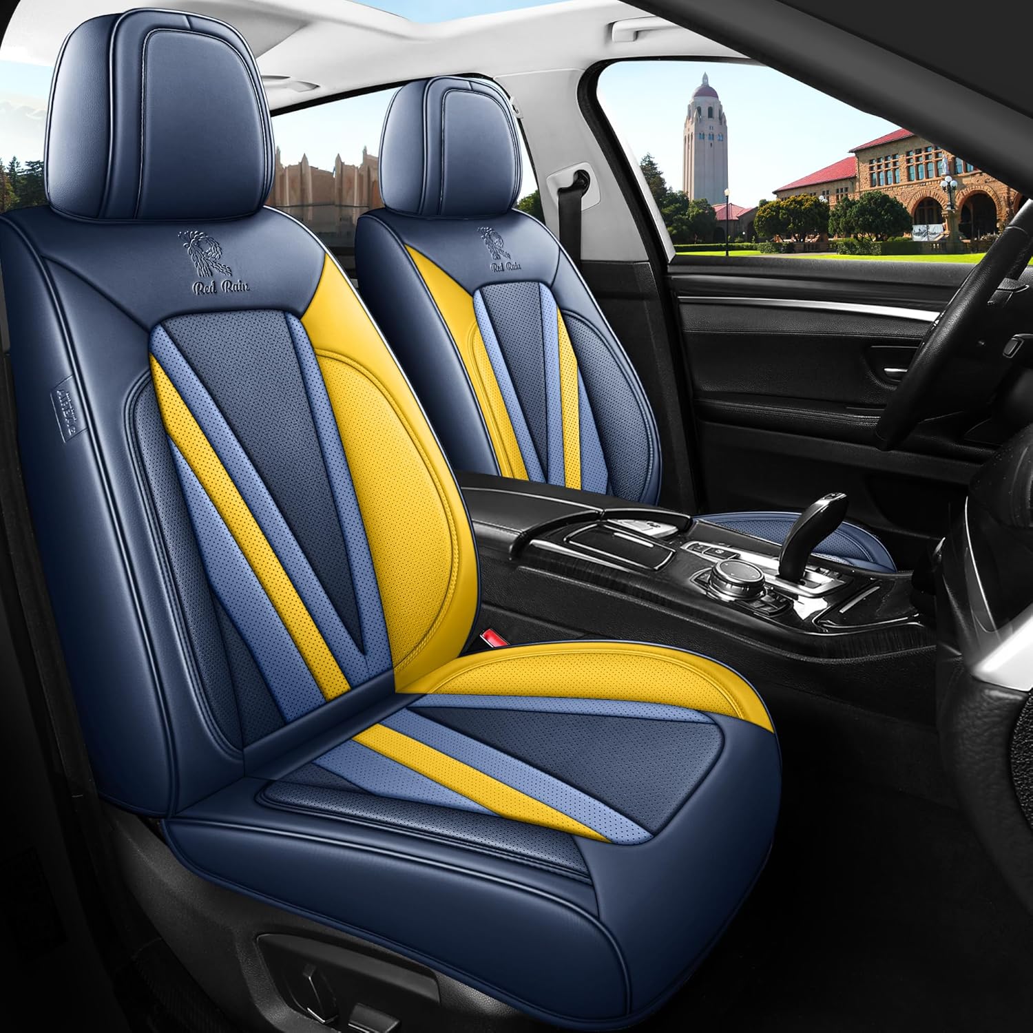 Menifomory Blue and Yellow Car Seat Covers (Universal full set)