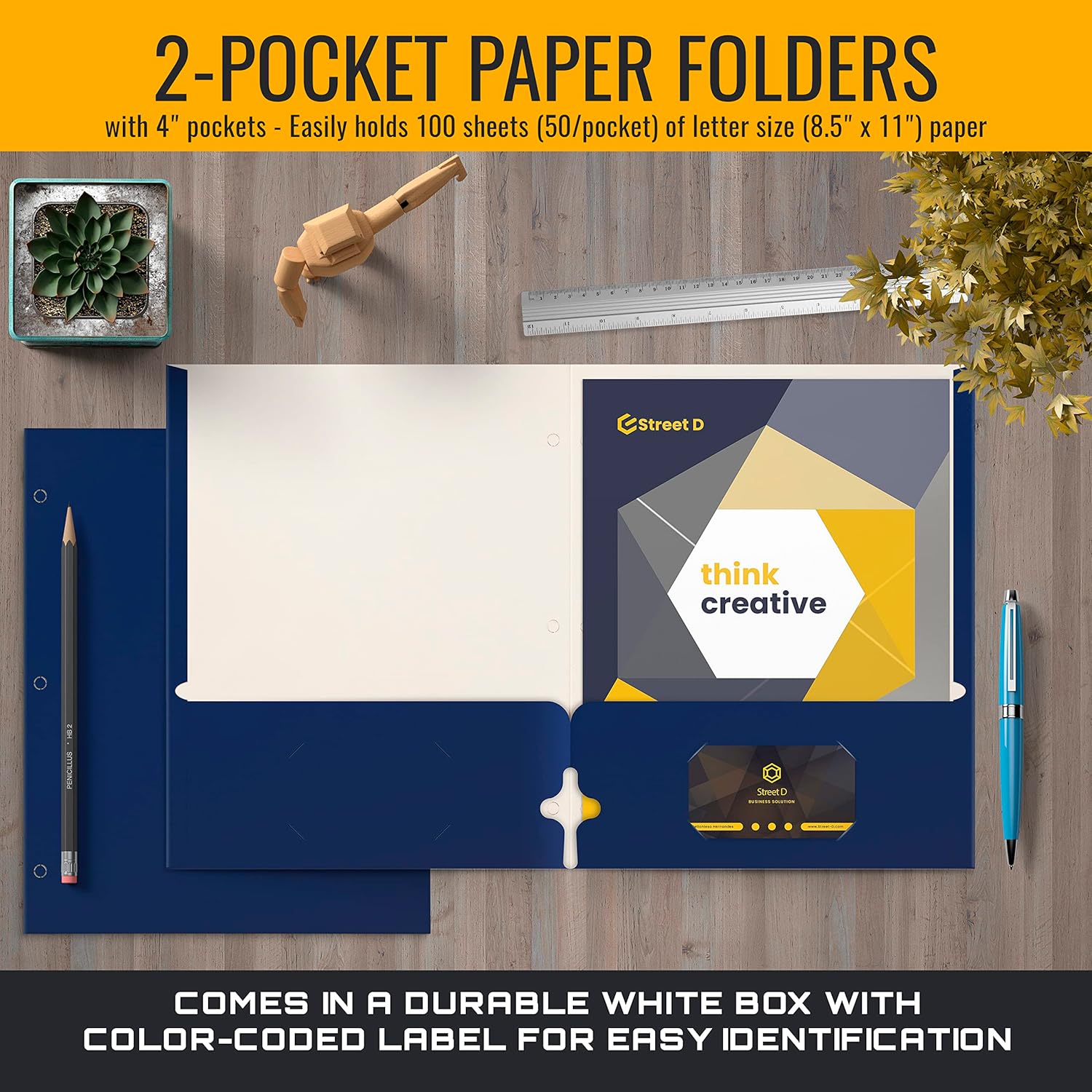 Thumbnail 2 de Better Office Products Two Pocket Portfolio Folders 50-Pack 📁