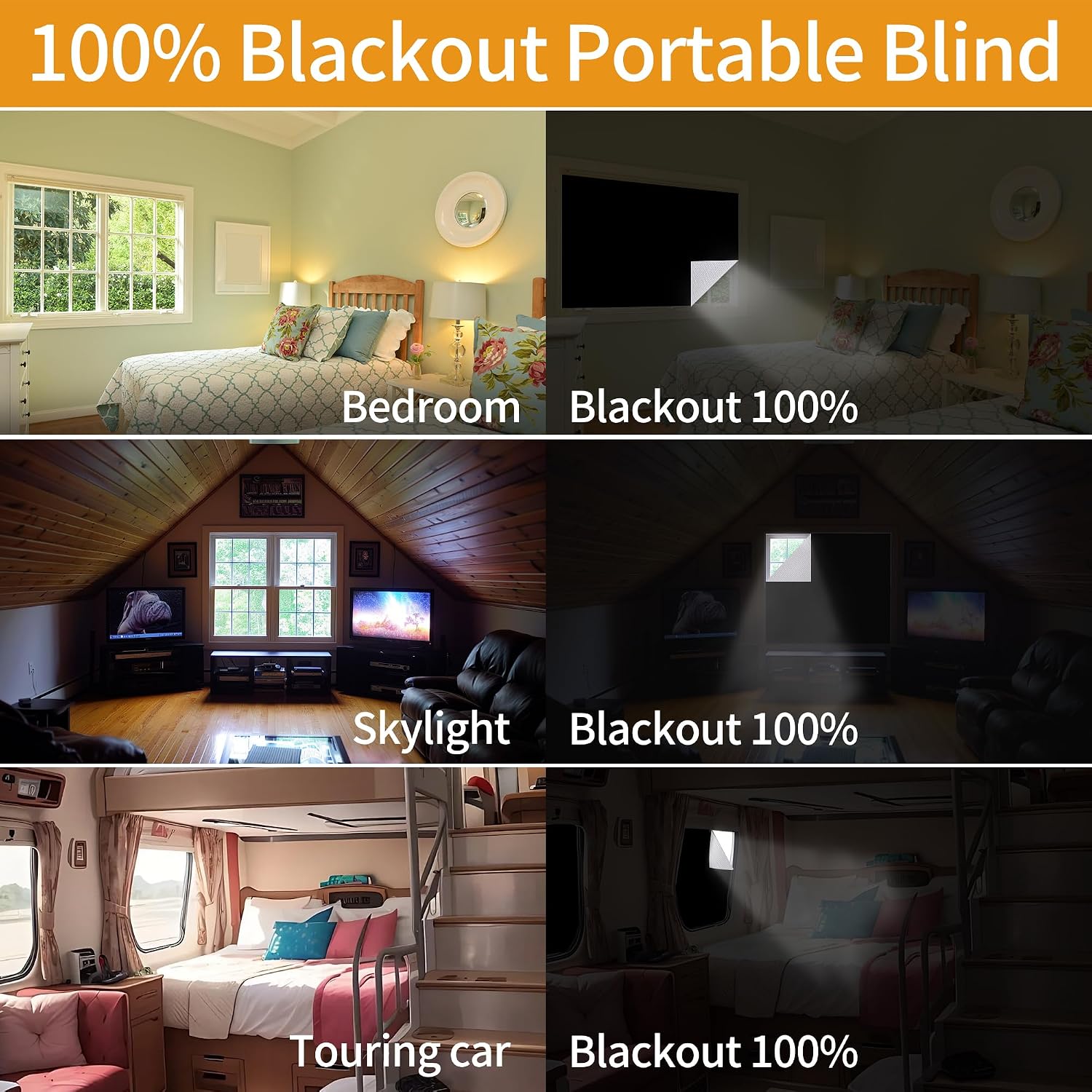 Thumbnail 2 de 250x145cm Blackout Blinds Large: 100% Blackout Material, Easy Temporary Fit, No Drill