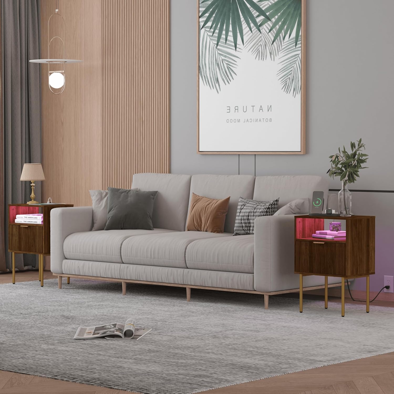 Thumbnail 5 de JOONEE Nightstand with Outlet and LED Light