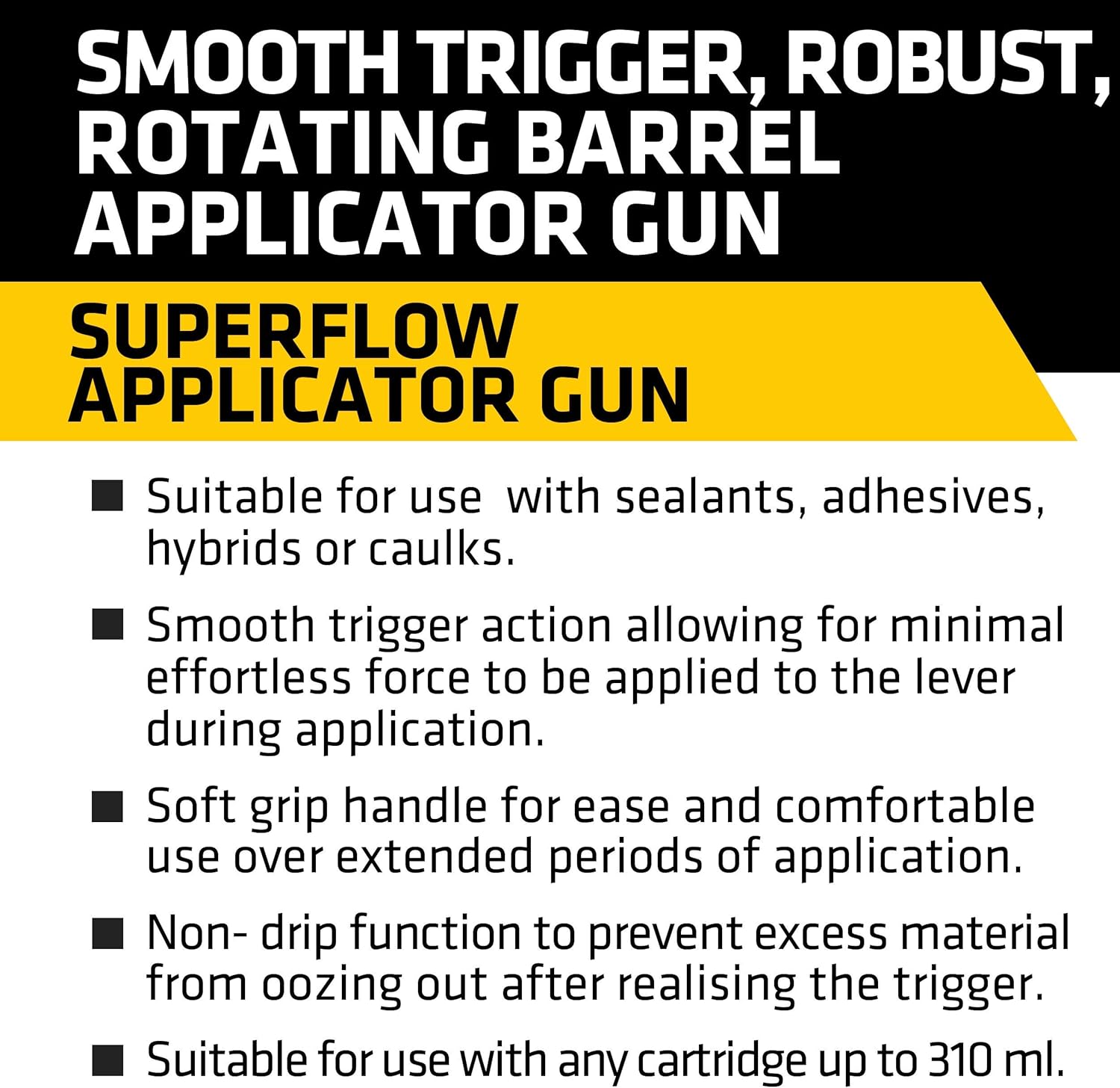 Thumbnail 2 de Everbuild Super Flow Sealant/Adhesive Cartridge Applicator Gun with Rotating Barrel