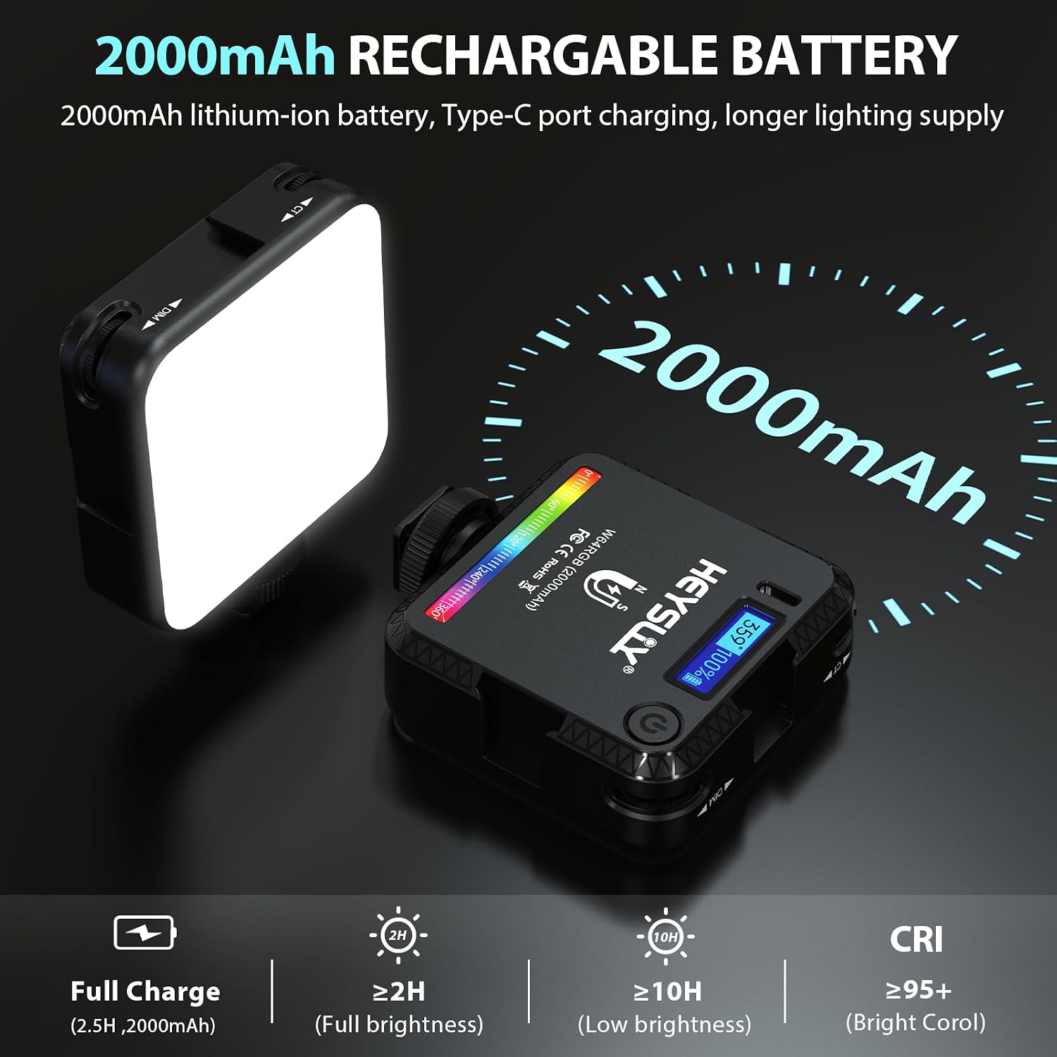 Thumbnail 3 de Heysliy Magnetic RGB Video Light – Portable, versatile LED for on‑the‑go photography