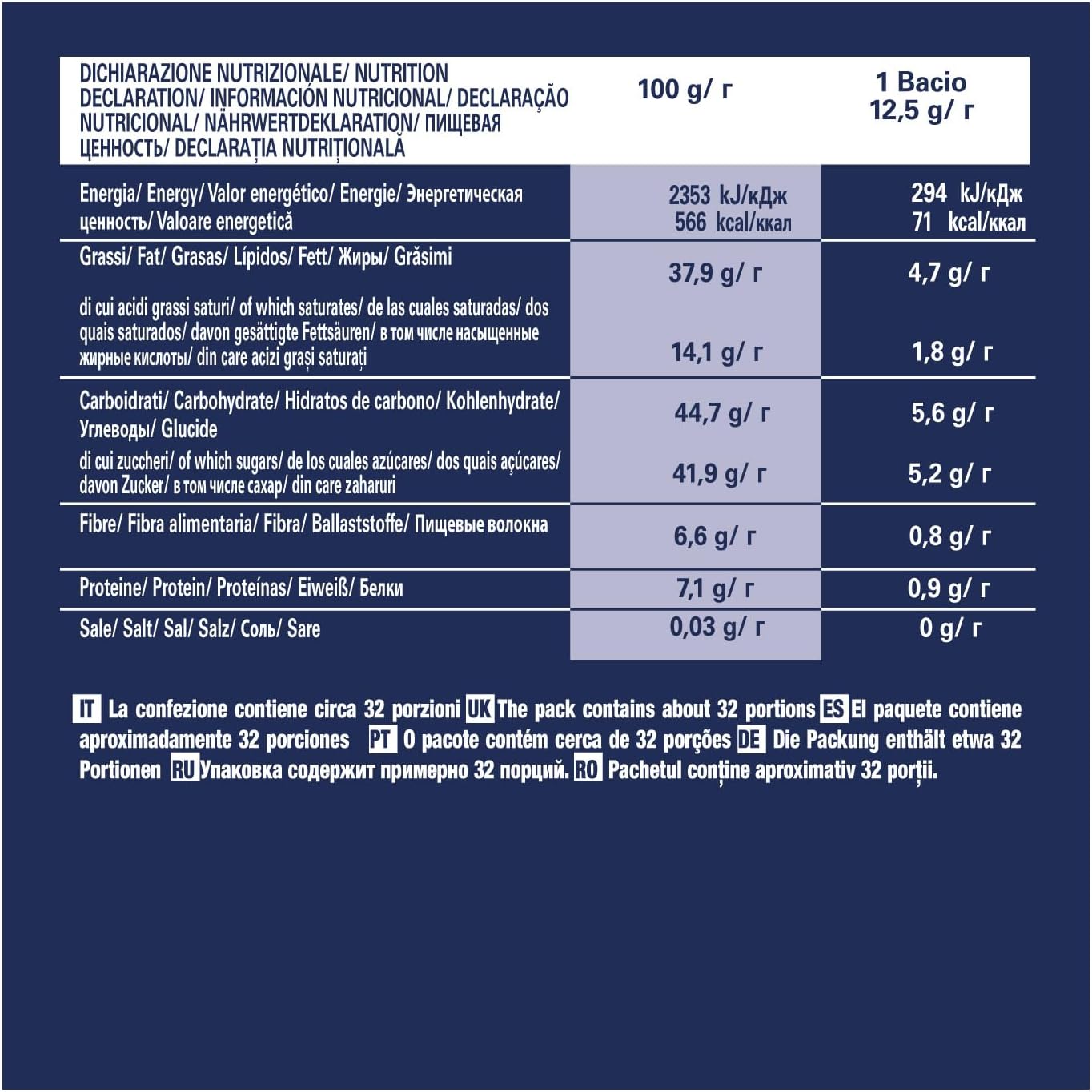 Detalle de BACI PERUGINA Classico Cioccolatini Fondenti al Gianduia, Sacchetto 400g