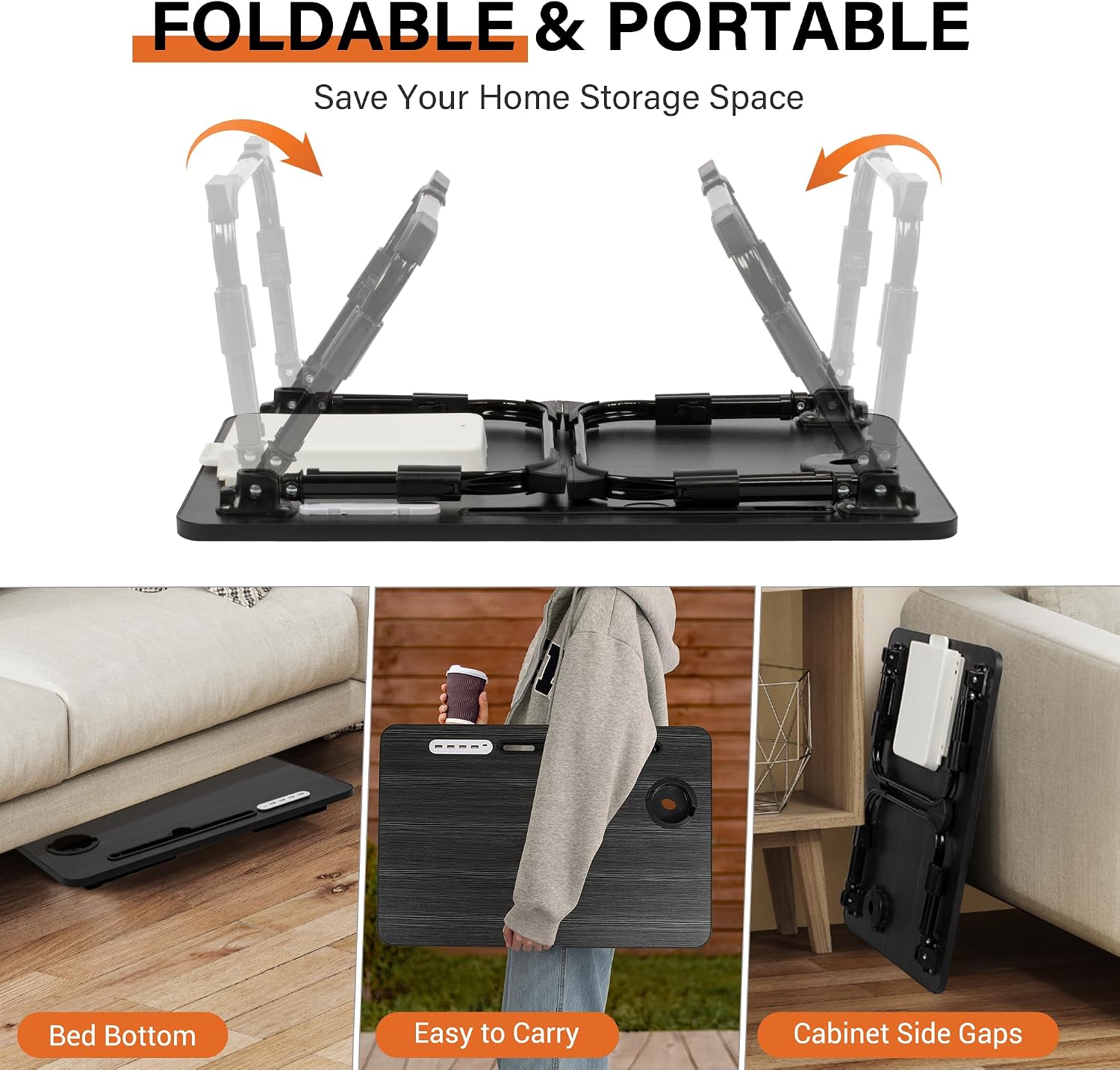 Thumbnail 6 de DECOSIS Laptop Bed Desk, Adjustable Lap Desk with USB Port and Storage