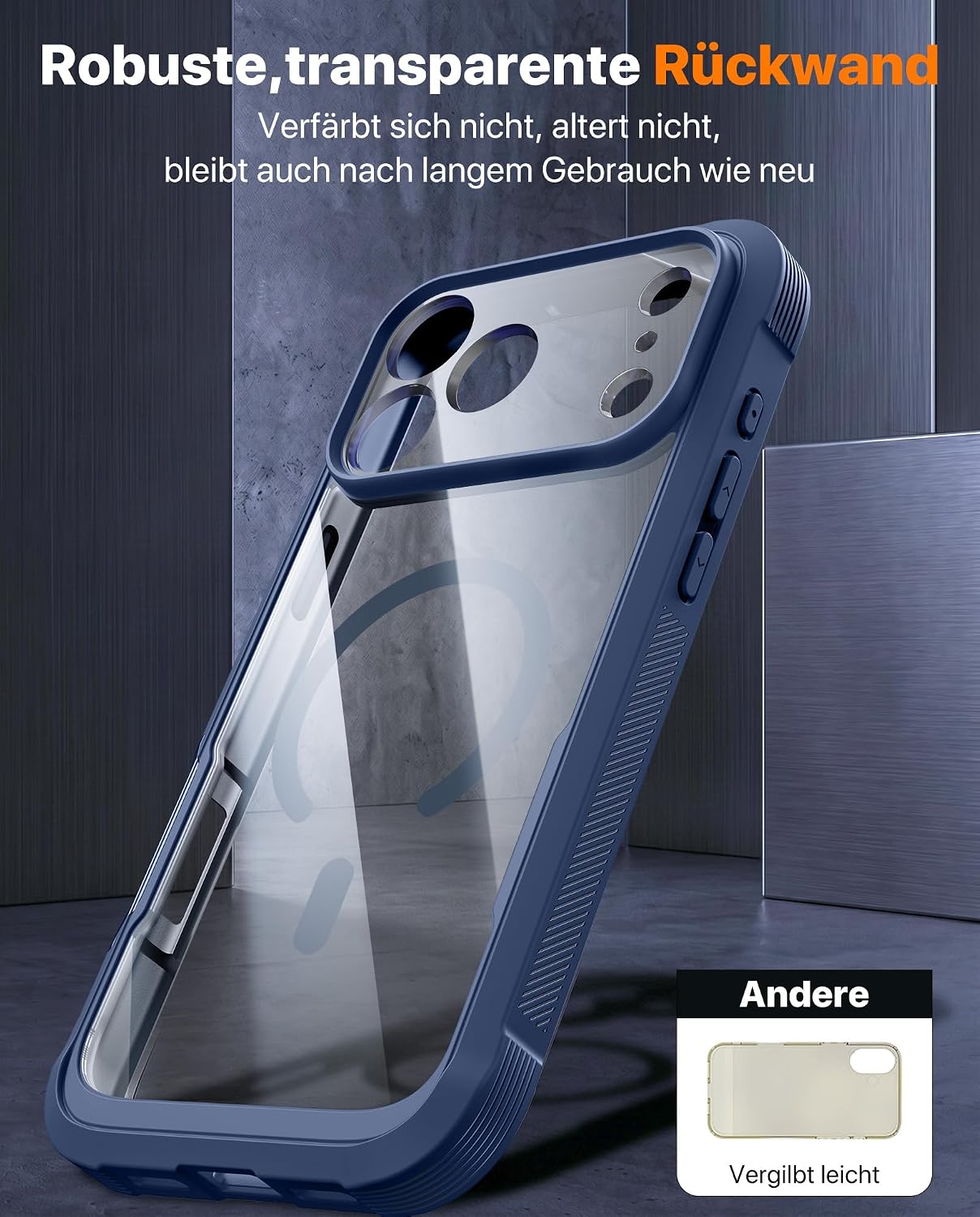 Thumbnail 5 de Diaclara Hülle für iPhone 17 Pro MagSafe – Militärschutz 360° Vollschutz mit Display- & Kameraschutz, Blau