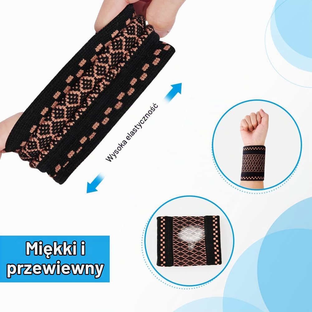 Detalle de AOOWU elastyczne opaski na nadgarstek z paskiem, 2 sztuki, rozmiar M