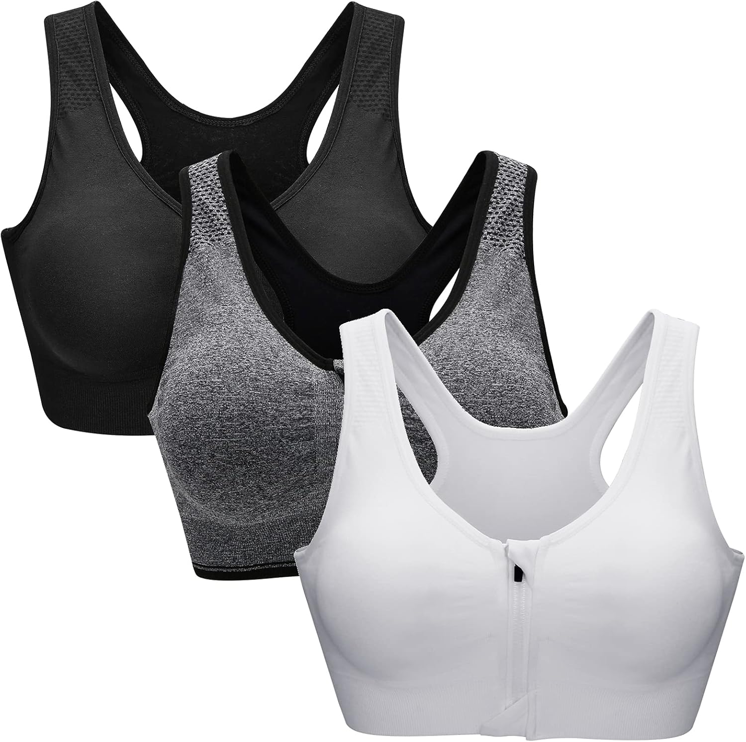 Detalle de ZOEREA Soutien-Gorge de Sport Femme à Zip Avant, Push Up Sans Armature – Coussins Amovibles