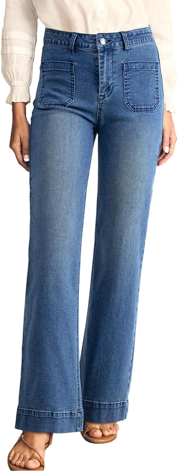 Detalle de Astylish AHBW7874977-P Women's High-Waisted Wide-Leg Stretch Jeans