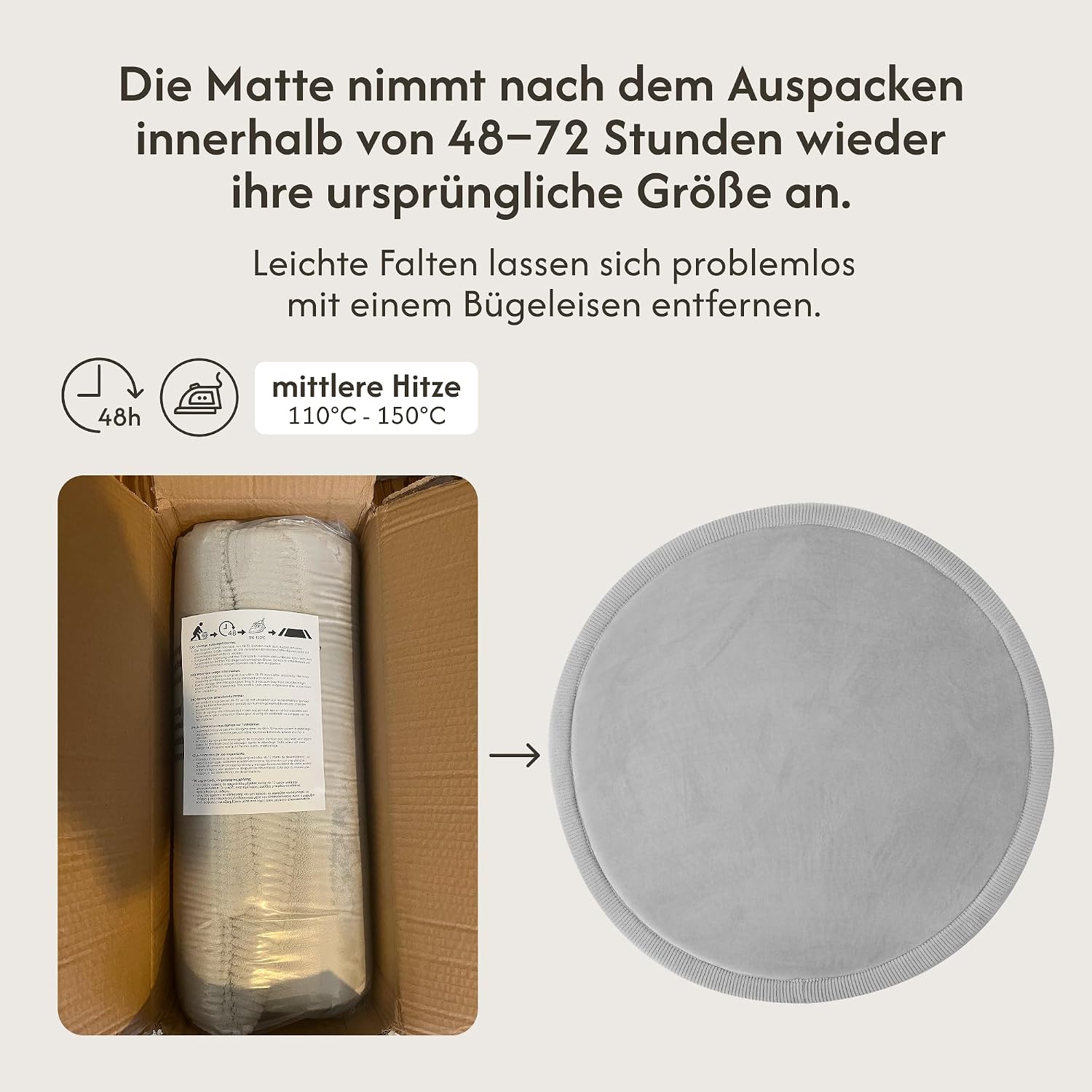 Thumbnail 4 de Hakuna Matte Wolkenweiche Spielmatte Baby 120x120x2,5 cm in Grau – Memory-Schaum Krabbelmatte mit rutschfester Unterseite