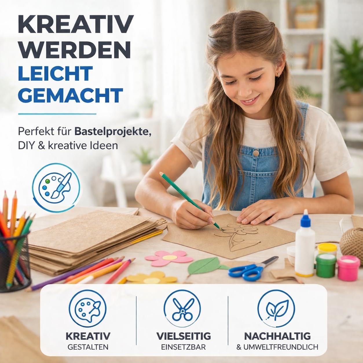 Thumbnail 5 de TK Gruppe Timo Klingler 100x Kraftpapier A4 (160 g/m²) – braunes Naturpapier zum Basteln, Drucken & Scrapbooking