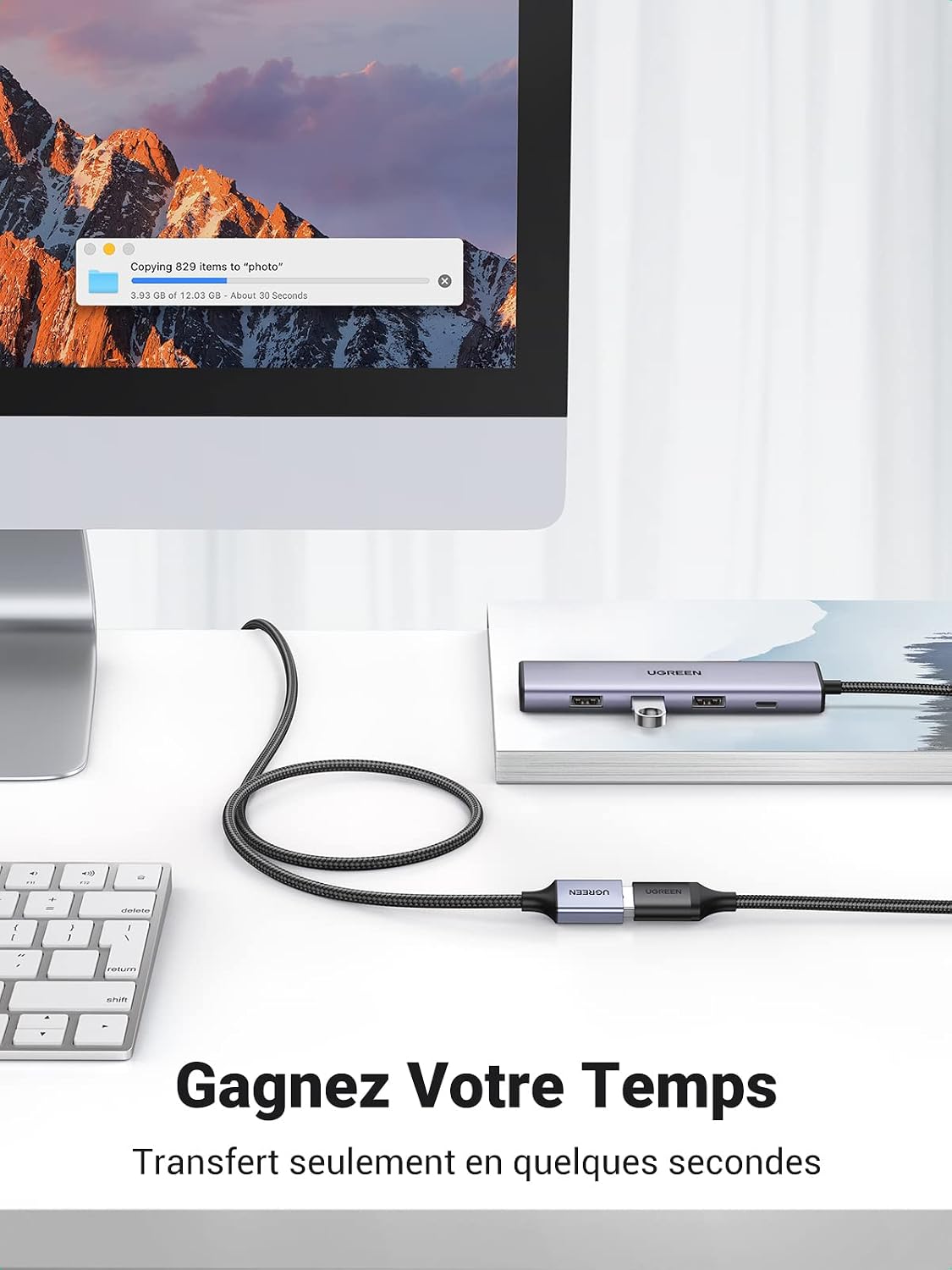 Detalle 2 de UGREEN Câble rallonge USB 3.0 0,5 m, lot de 2