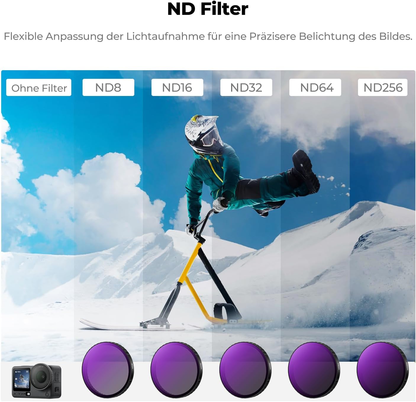 Thumbnail 3 de K&F CONCEPT 6er-Pack Clip-On CPL/ND Filter für DJI Osmo Action 6
