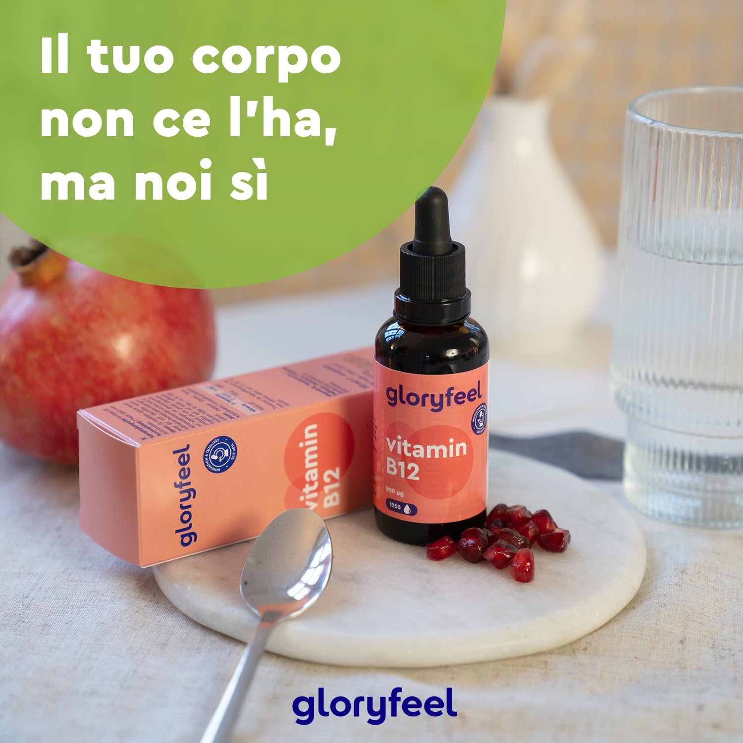 Detalle de Vitamina B12 Gocce 1000 µg al giorno – due forme bioattive (Metilcobalamina e Adenosilcobalamina), vegan