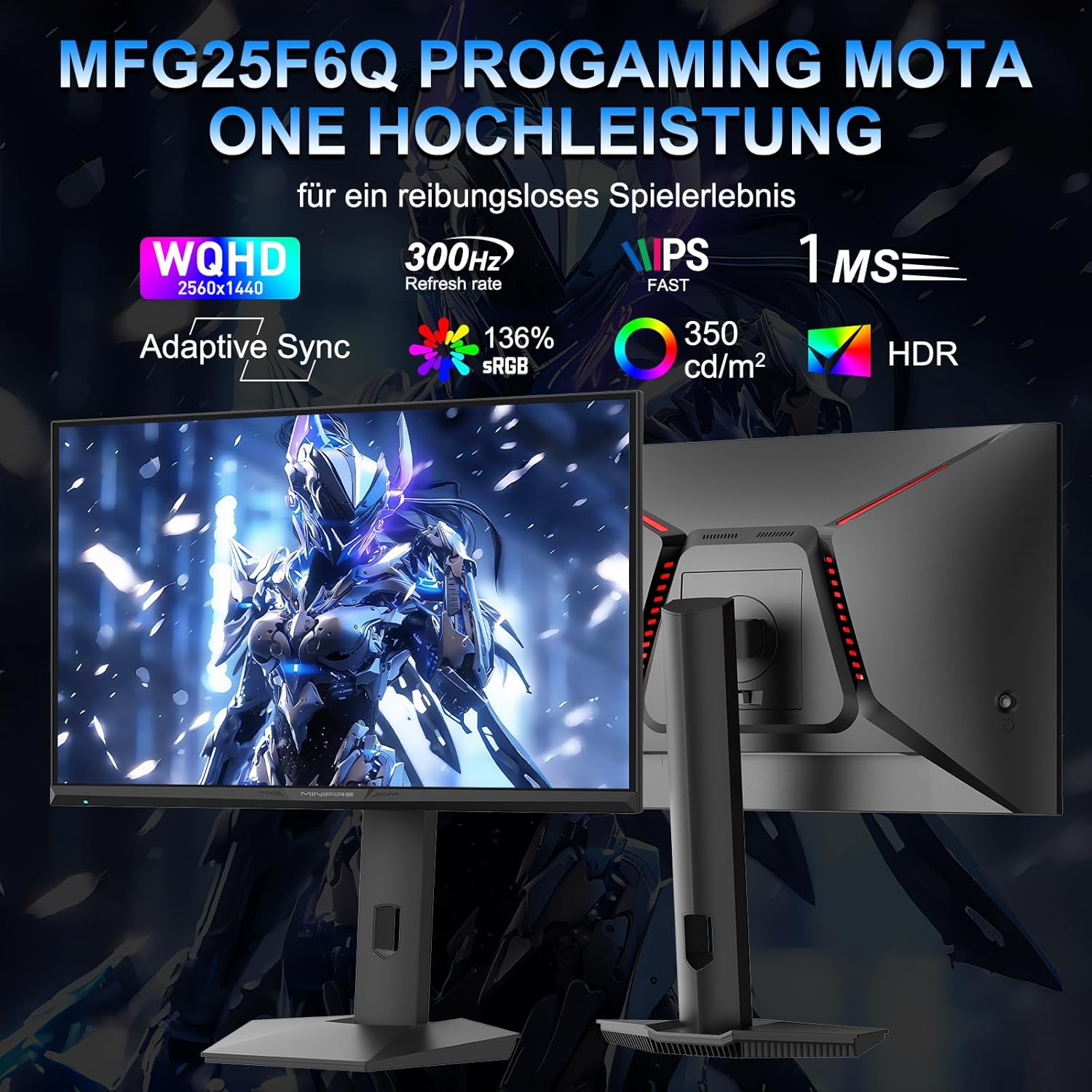 Detalle 2 de Minifire 24.5 Zoll Gaming Monitor 300Hz