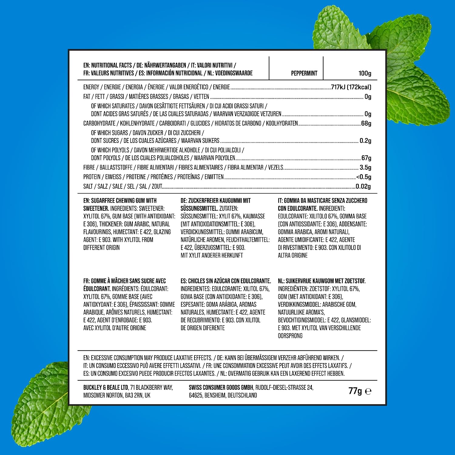 Thumbnail 5 de PUR Gum Zuckerfreier Kaugummi mit Xylitol – Peppermint, vegan, glutenfrei, 55 Stück (3er Pack)