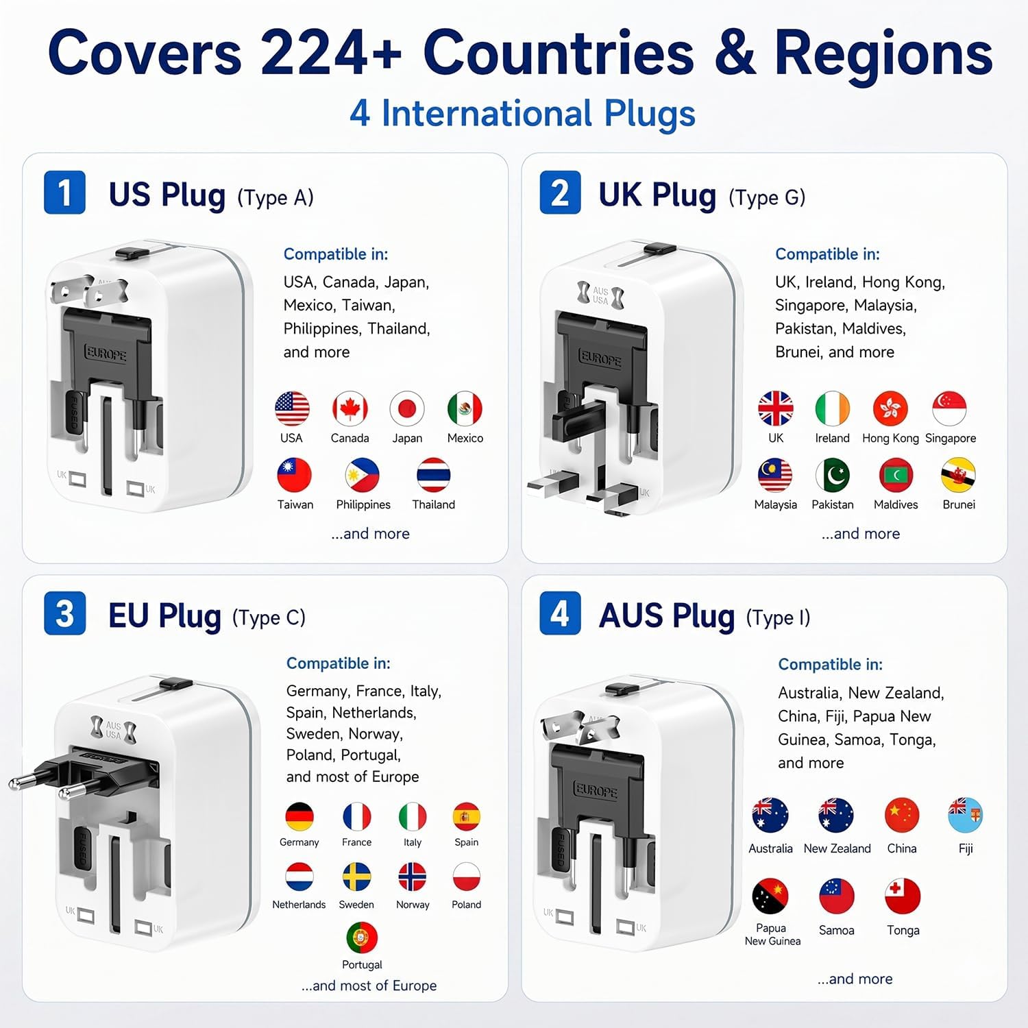 Thumbnail 1 de Universal Travel Adapter with 2 USB-C, 2 USB-A and 1 Universal Outlet