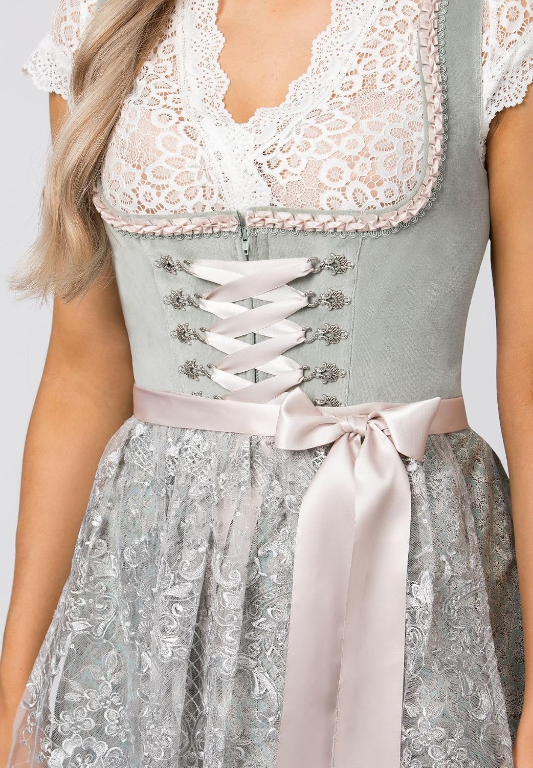 Detalle de Wiesnwuid Dirndl Loredana Robe, Sauge, 40 Femmes