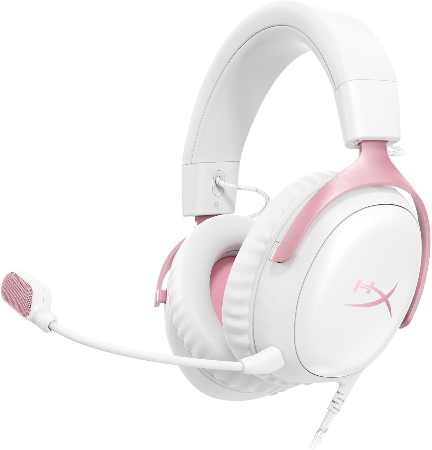 Detalle de HyperX Cloud III cuffie gaming con microfono cardioide staccabile, USB-C/USB-A e jack 3,5 mm (rosa)