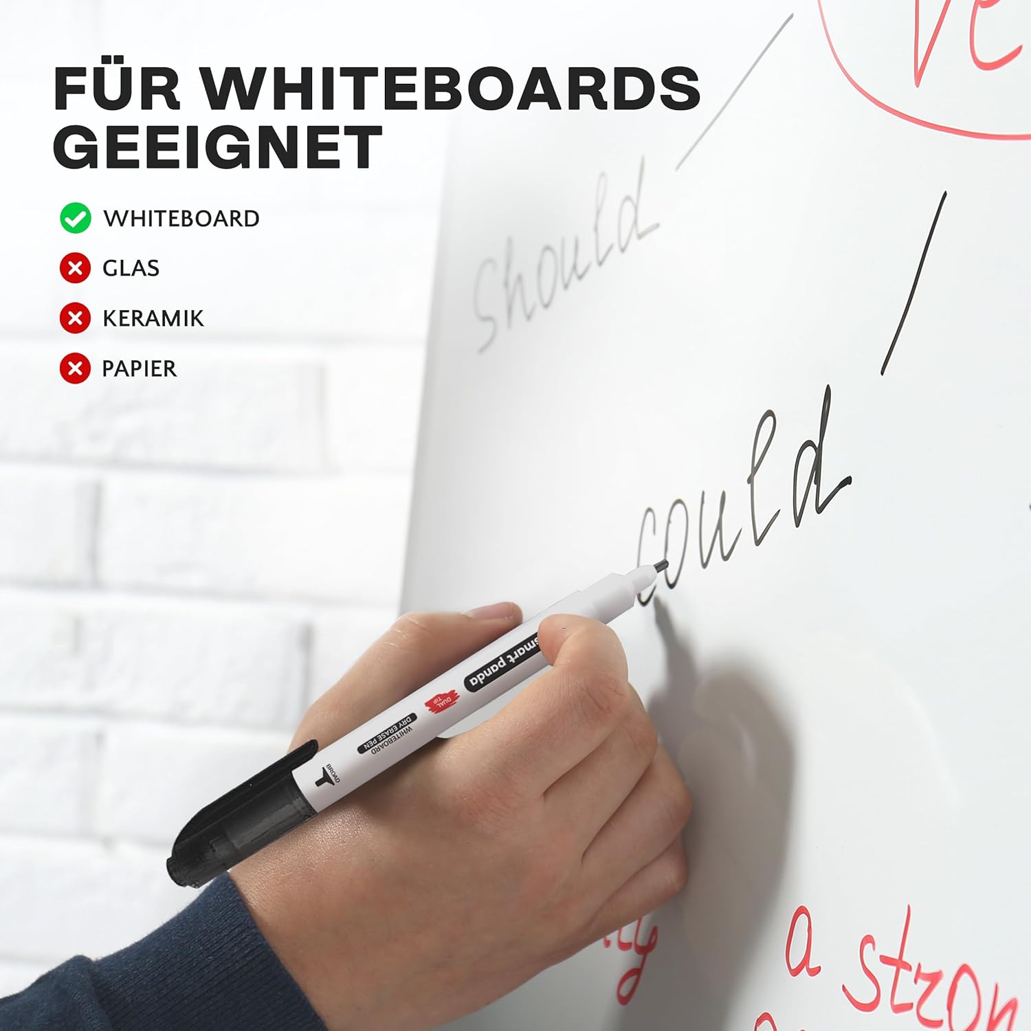 Detalle de SmartPanda Whiteboard Marker Set mit Doppelspitze (12 Farben) – abwischbar, non permanent