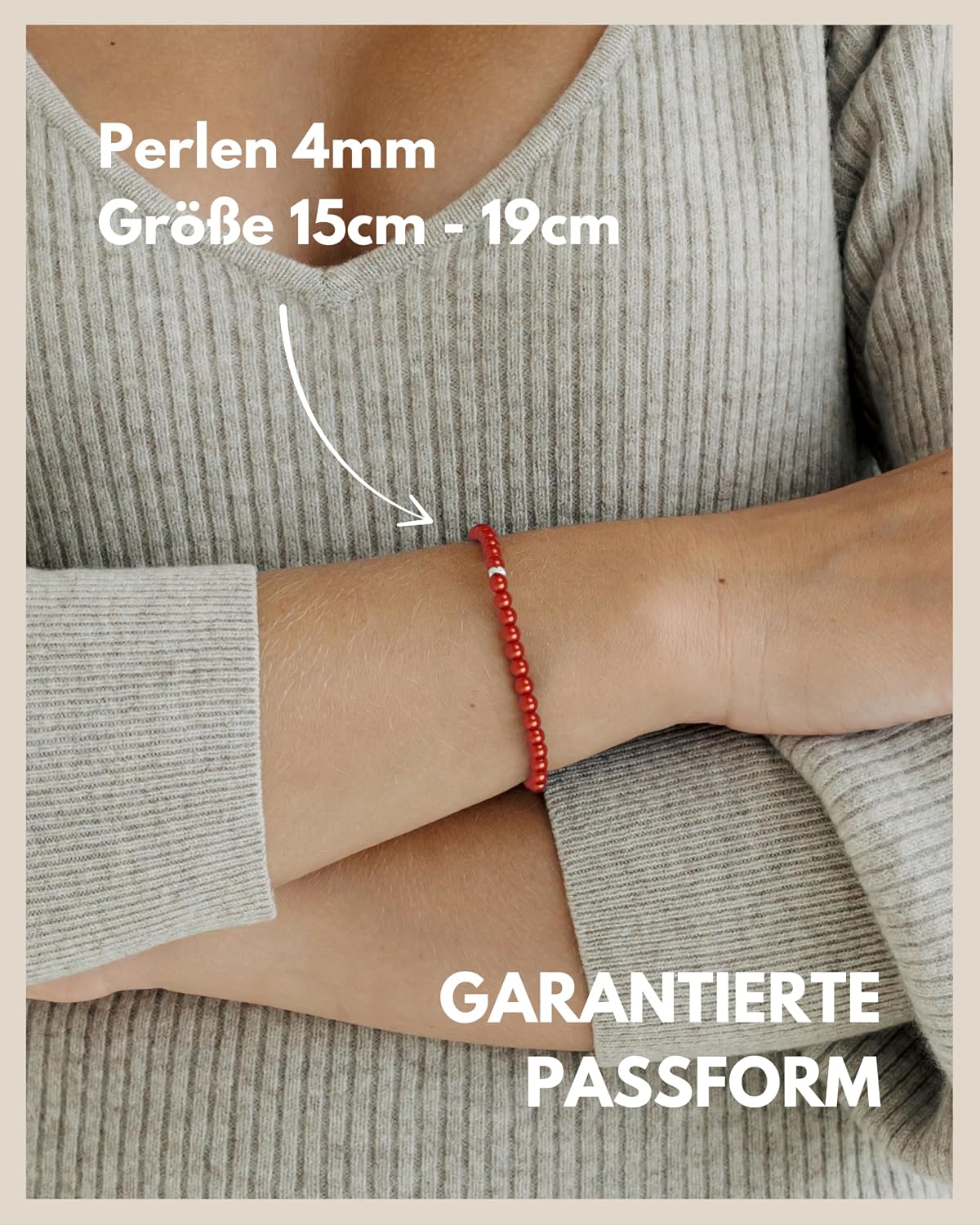 Detalle de GD GOOD.designs Perlenarmband Damen – 4mm Naturstein Edelstein Armband mit 925 Silber Perle
