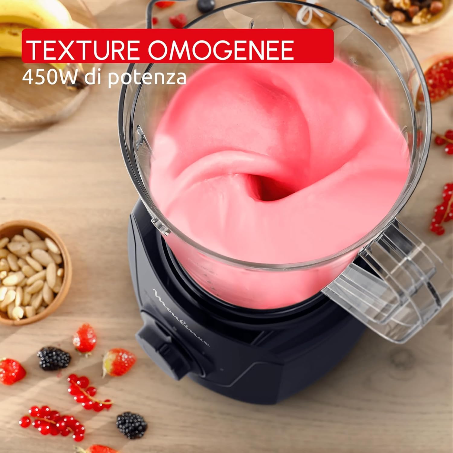 Detalle de Moulinex Blendforce Essential: Frullatore Multifunzione da 450 W con 1.85 L e tritaghiaccio