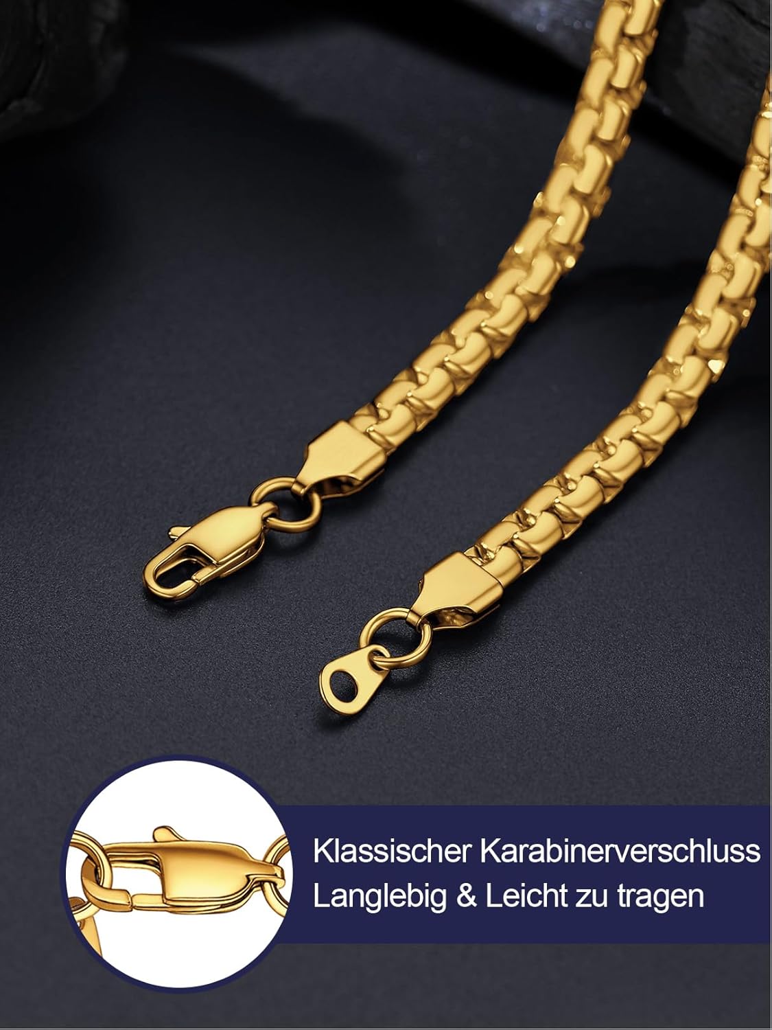 Thumbnail 3 de Bandmax Venezianer-Halskette aus 316L Edelstahl (silber/vergoldet/schwarz) – Herren & Damen, Gliederkette ohne Anhänger