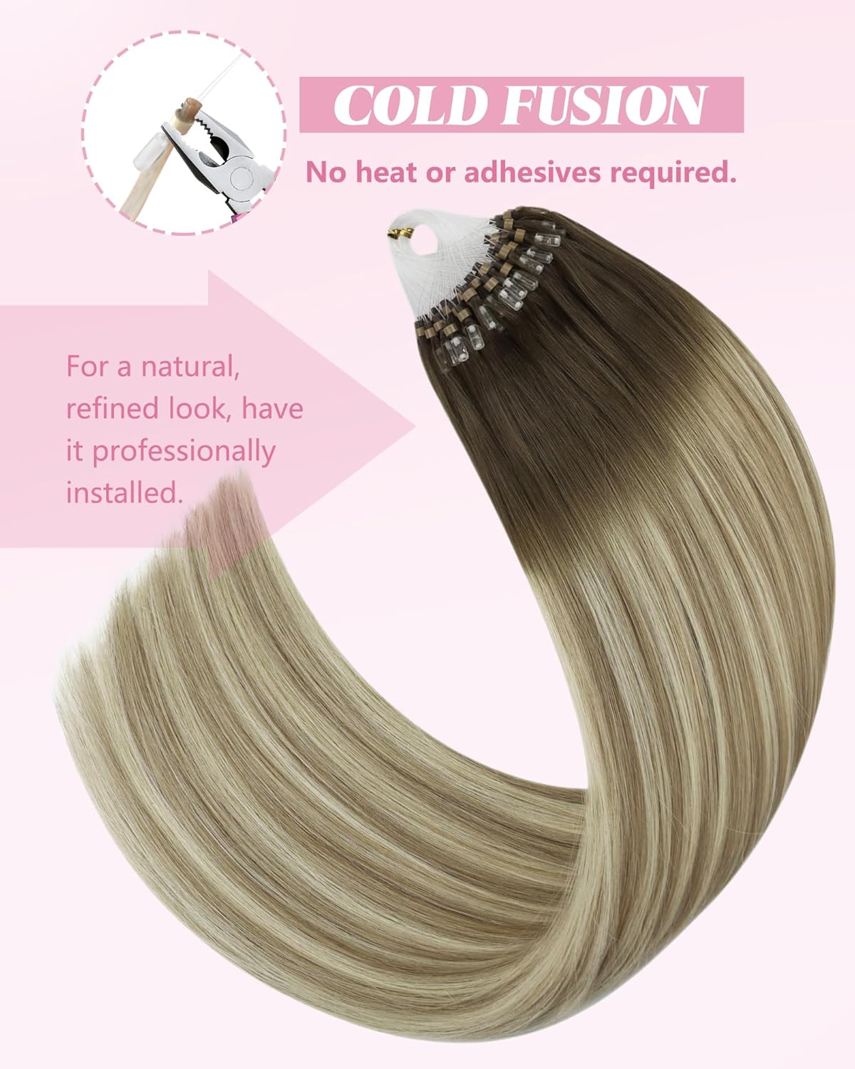 Thumbnail 4 de YoungSee Microring Extensions Echthaar, 1 g Balayage (60 cm) – Micro-Loop Haarverlängerungen