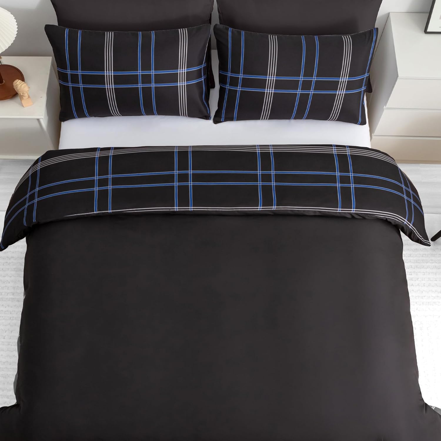 Thumbnail 4 de Pamposh Double Duvet Set – Brushed Microfibre Double Duvet Cover with Zipper, 3-Piece Bedding Set