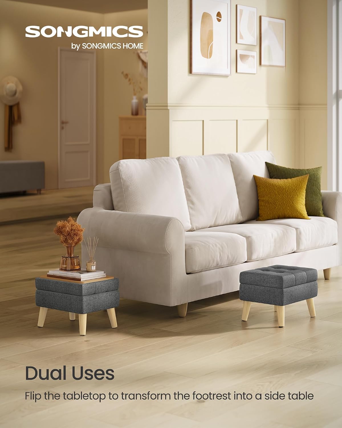 Detalle de SONGMICS Storage Ottoman, 15.7 Inches