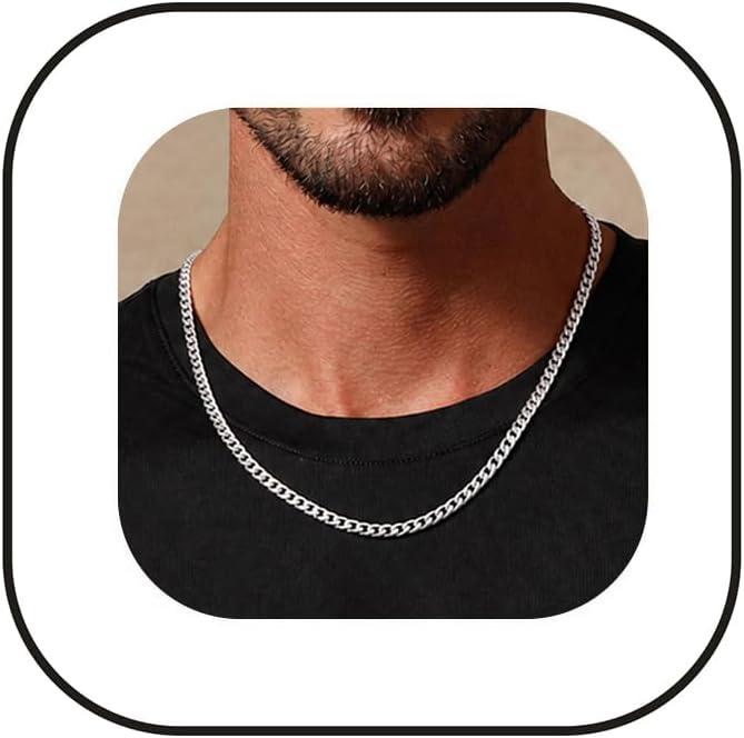 Detalle de Pink buling 316L Stainless Steel Cuban Link Necklace, 3.5/5 mm, Silver or Gold
