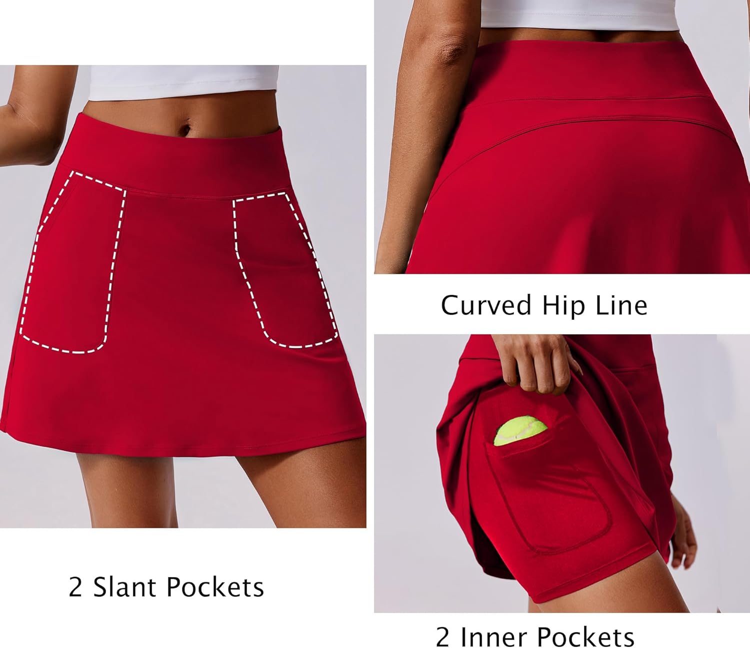 Thumbnail 3 de PINSPARK 17" Women’s High-Waisted Golf Skort with UPF 50+ and 4 Pockets