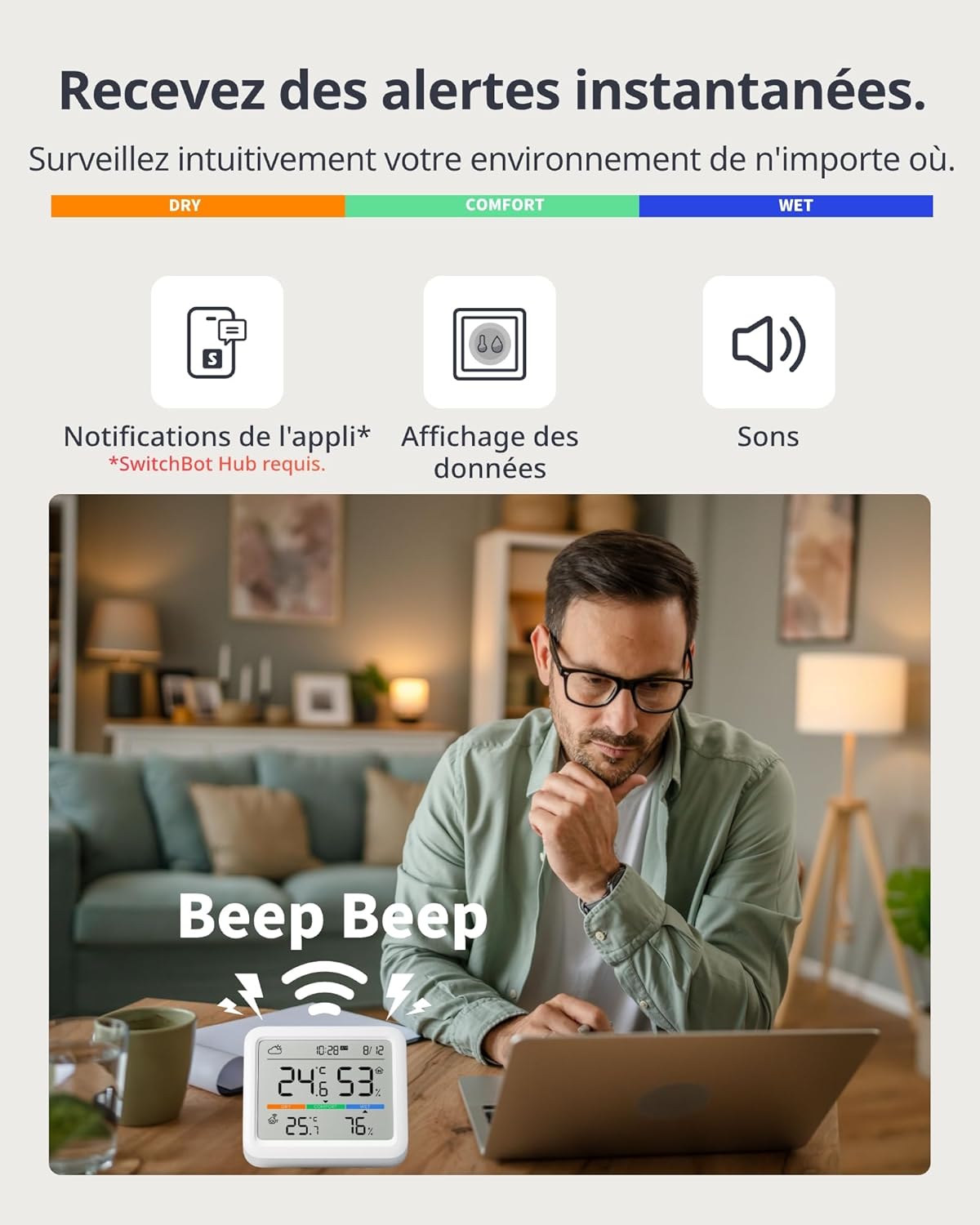Thumbnail 4 de SwitchBot Station Météo sans Fil (Station Météo avec Matter) – 5-en-1 avec Hub 2