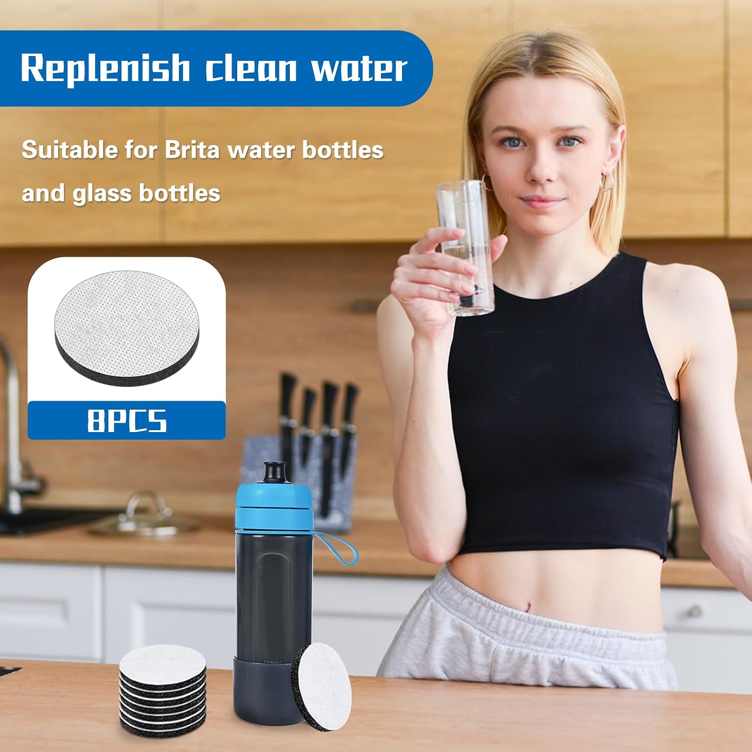 Detalle 2 de Disques filtrants compatibles Brita Fill Go â lot 8 đ§