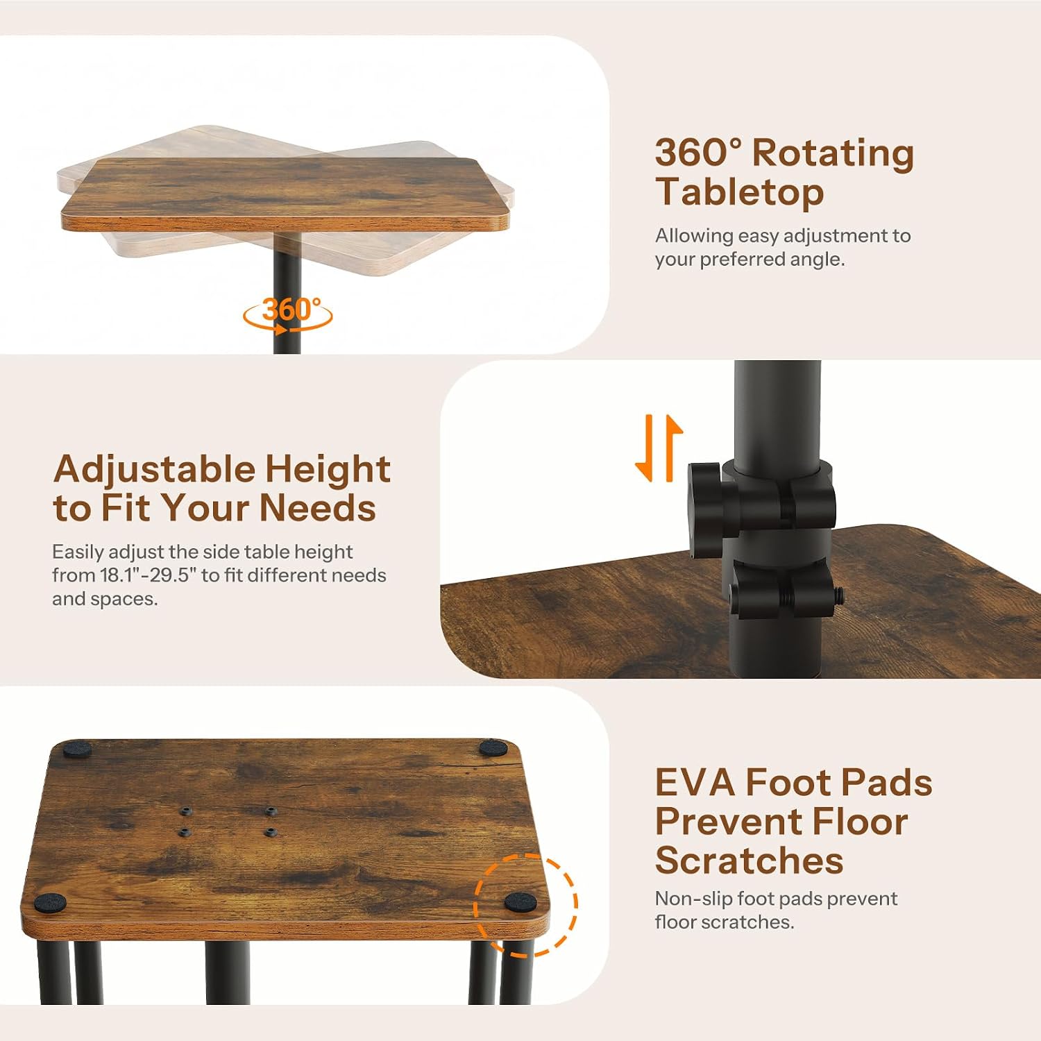 Detalle de HOOBRO Rotating End Table BF239BZ01