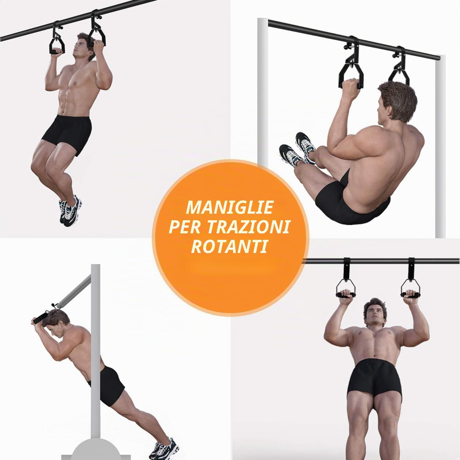 Detalle de Yes4All Barra per trazioni da parete multifunzione – maniglie rotanti antiscivolo con imbottitura in schiuma
